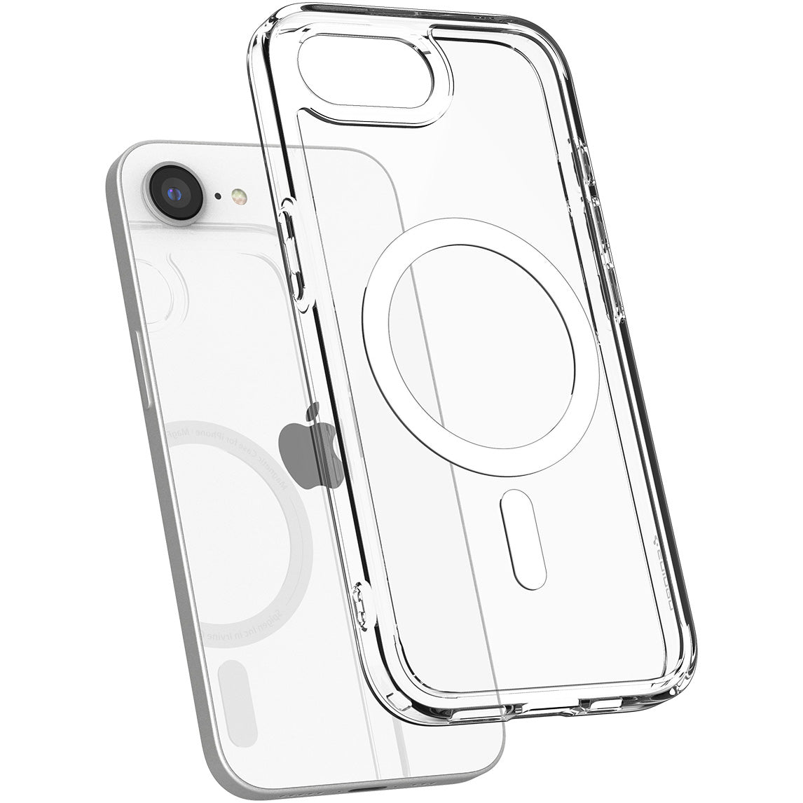 Handyhülle für iPhone 17e / 16e, Spigen Ultra Hybrid Mag mit MagSafe, Transparent-Weiß
