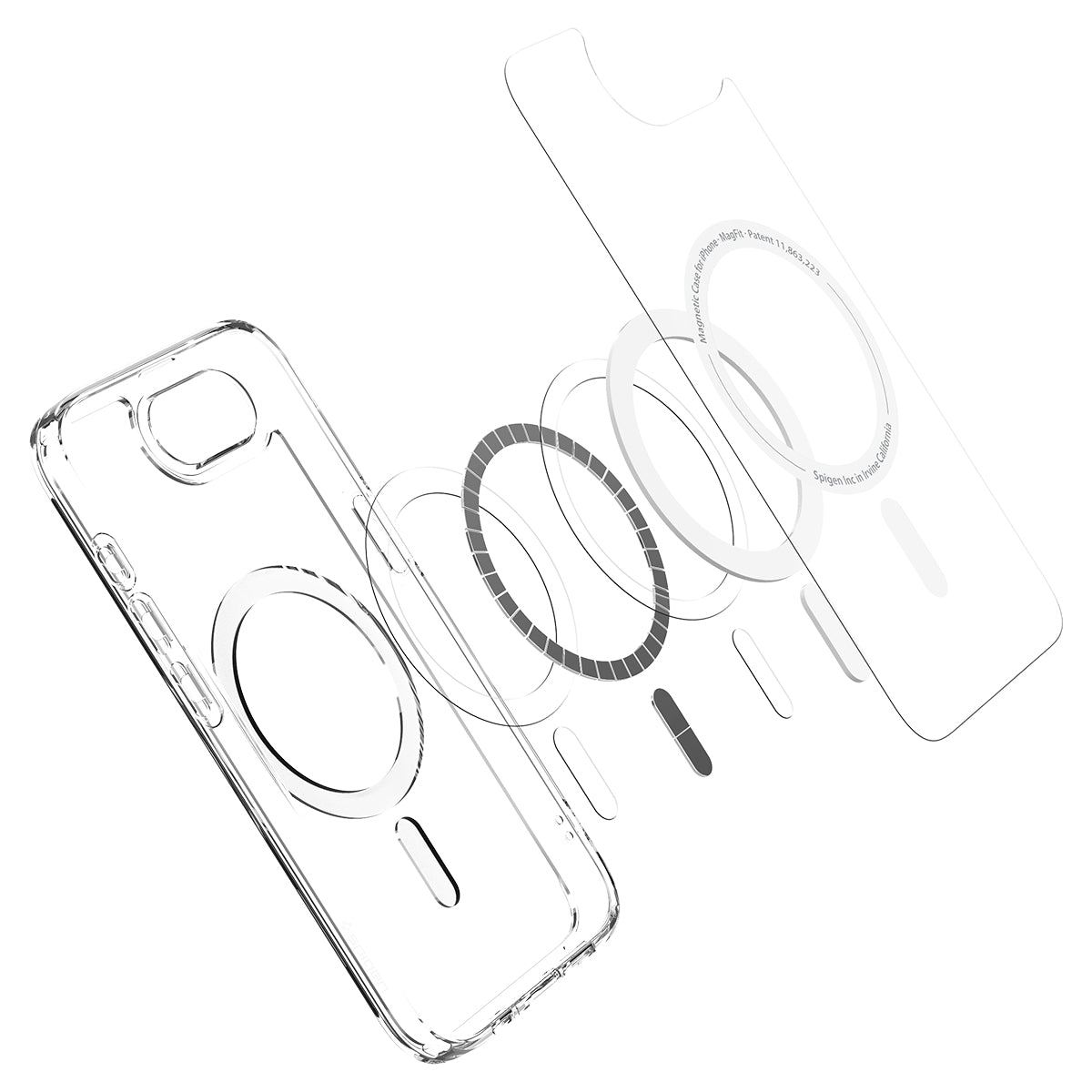 Handyhülle für iPhone 17e / 16e, Spigen Ultra Hybrid Mag mit MagSafe, Transparent-Weiß