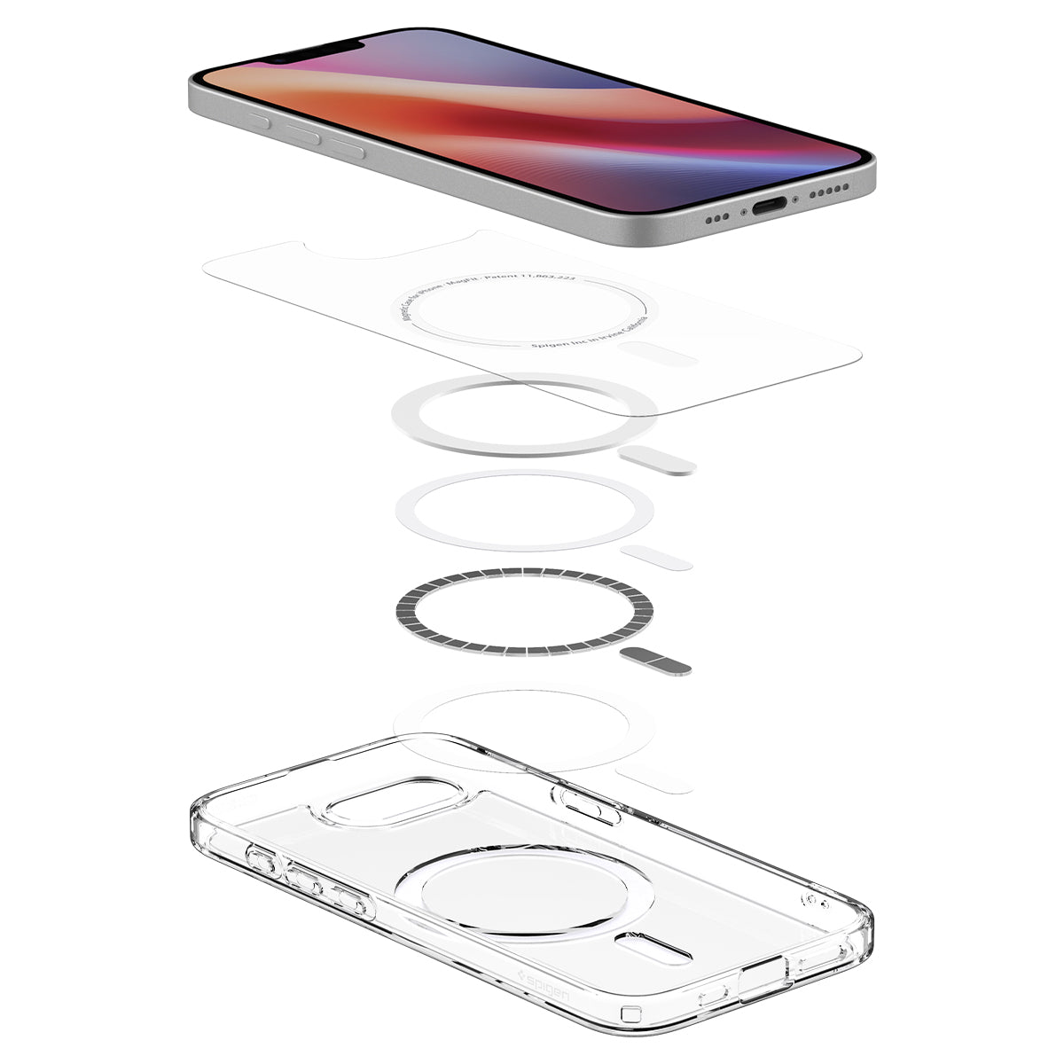 Handyhülle für iPhone 17e / 16e, Spigen Ultra Hybrid Mag mit MagSafe, Transparent-Weiß