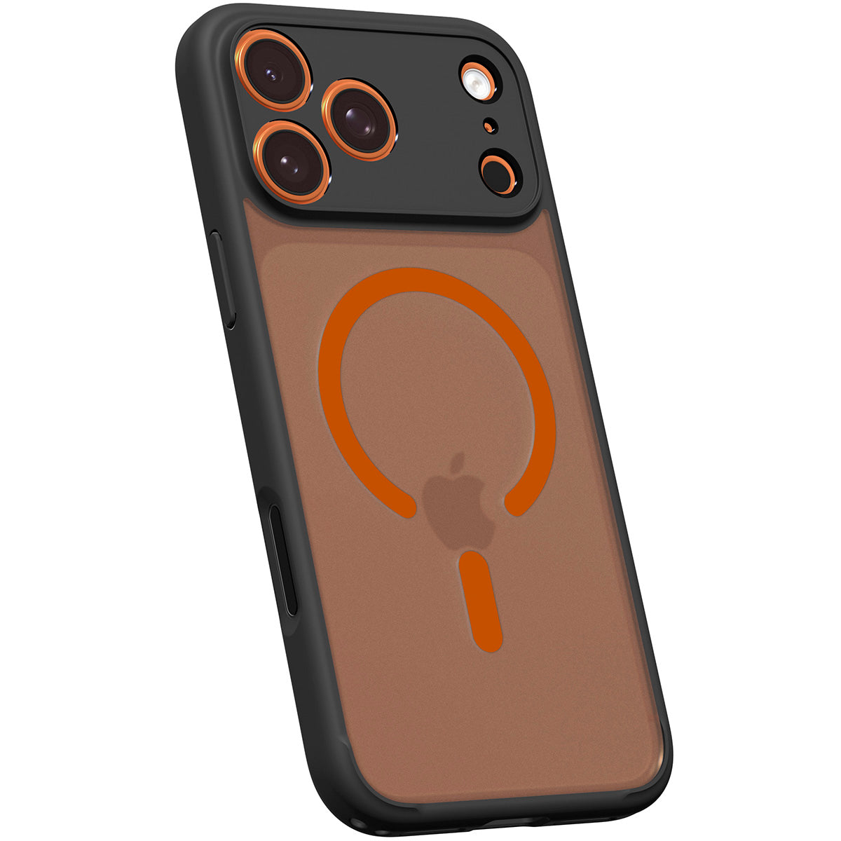 Handyhülle für iPhone 17 Pro, Spigen Ultra Hybrid Mag mit MagSafe, Durchscheinend-Schwarz-Orange