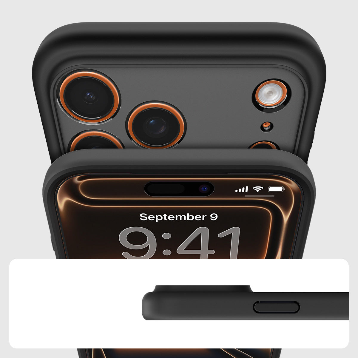 Handyhülle für iPhone 17 Pro Max, Spigen Ultra Hybrid Mag mit MagSafe, Durchscheinend-Schwarz-Orange
