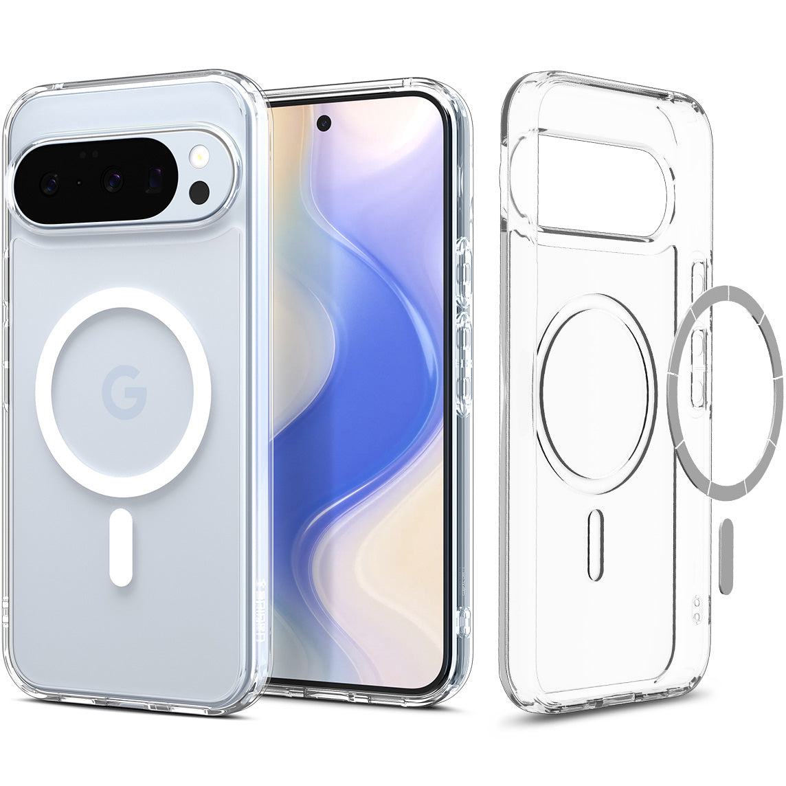 Handyhülle für Google Pixel 10 Pro / Pixel 10, Spigen Ultra Hybrid Mag mit MagSafe, Transparent-Weiß