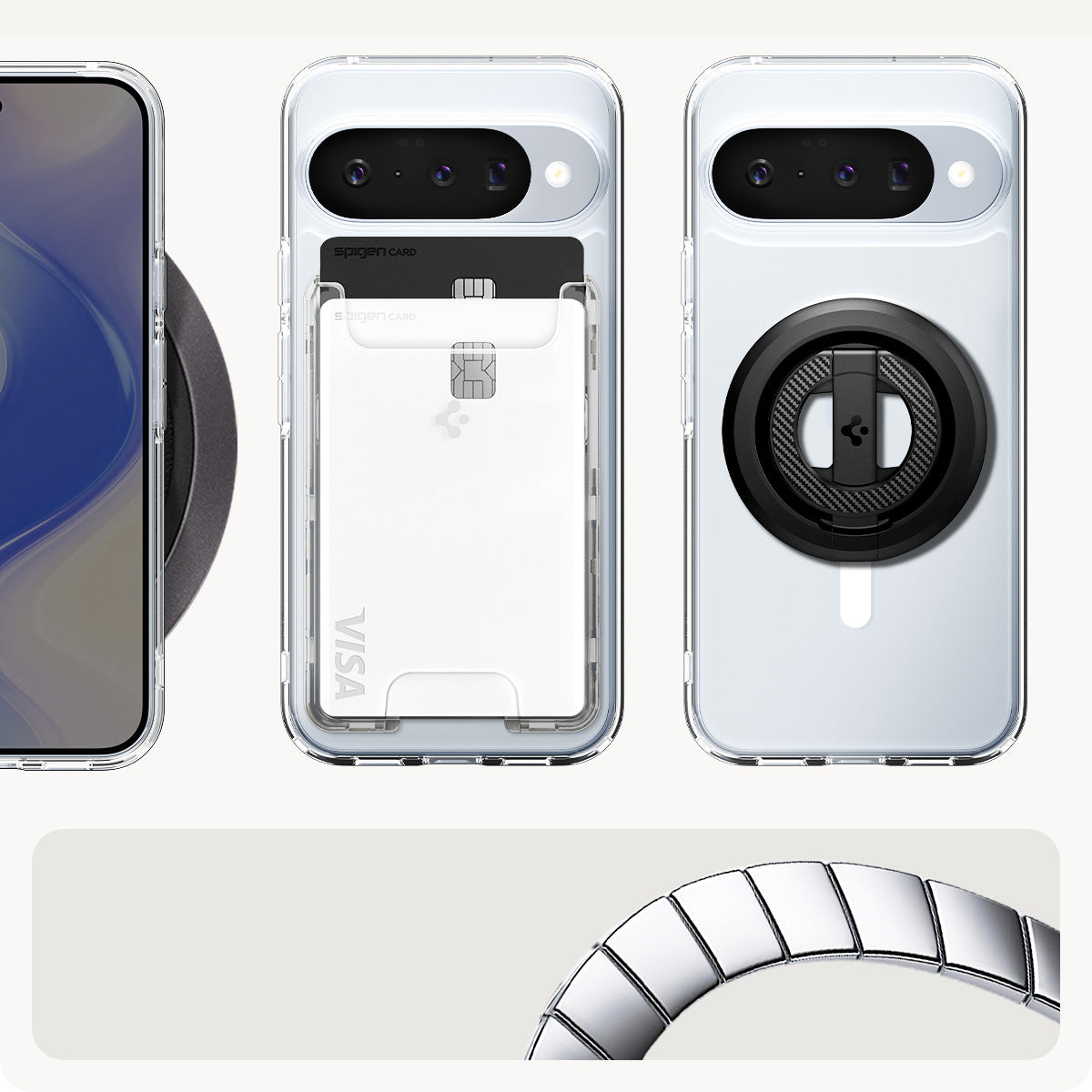 Handyhülle für Google Pixel 10 Pro / Pixel 10, Spigen Ultra Hybrid Mag mit MagSafe, Transparent-Weiß