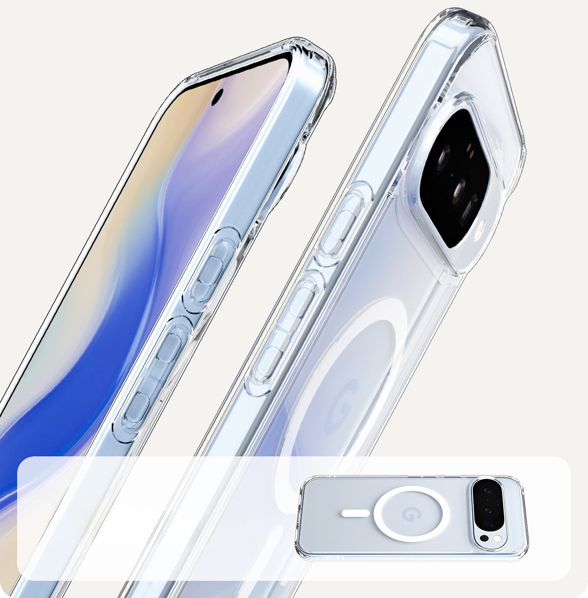 Handyhülle für Google Pixel 10 Pro / Pixel 10, Spigen Ultra Hybrid Mag mit MagSafe, Transparent-Weiß