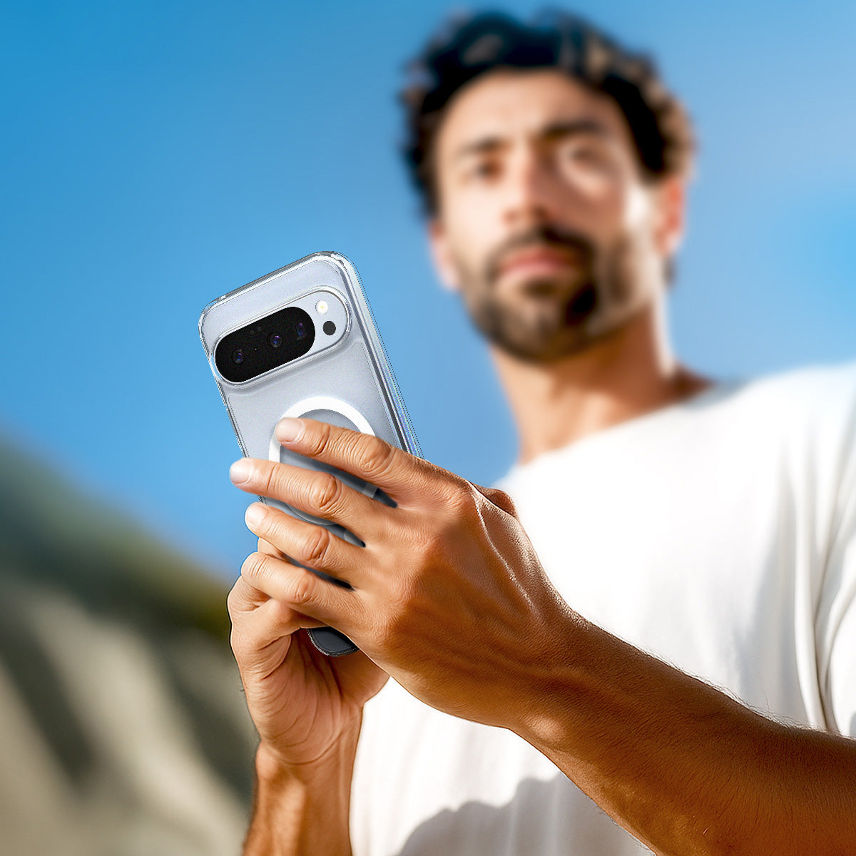 Handyhülle für Google Pixel 10 Pro / Pixel 10, Spigen Ultra Hybrid Mag mit MagSafe, Transparent-Weiß