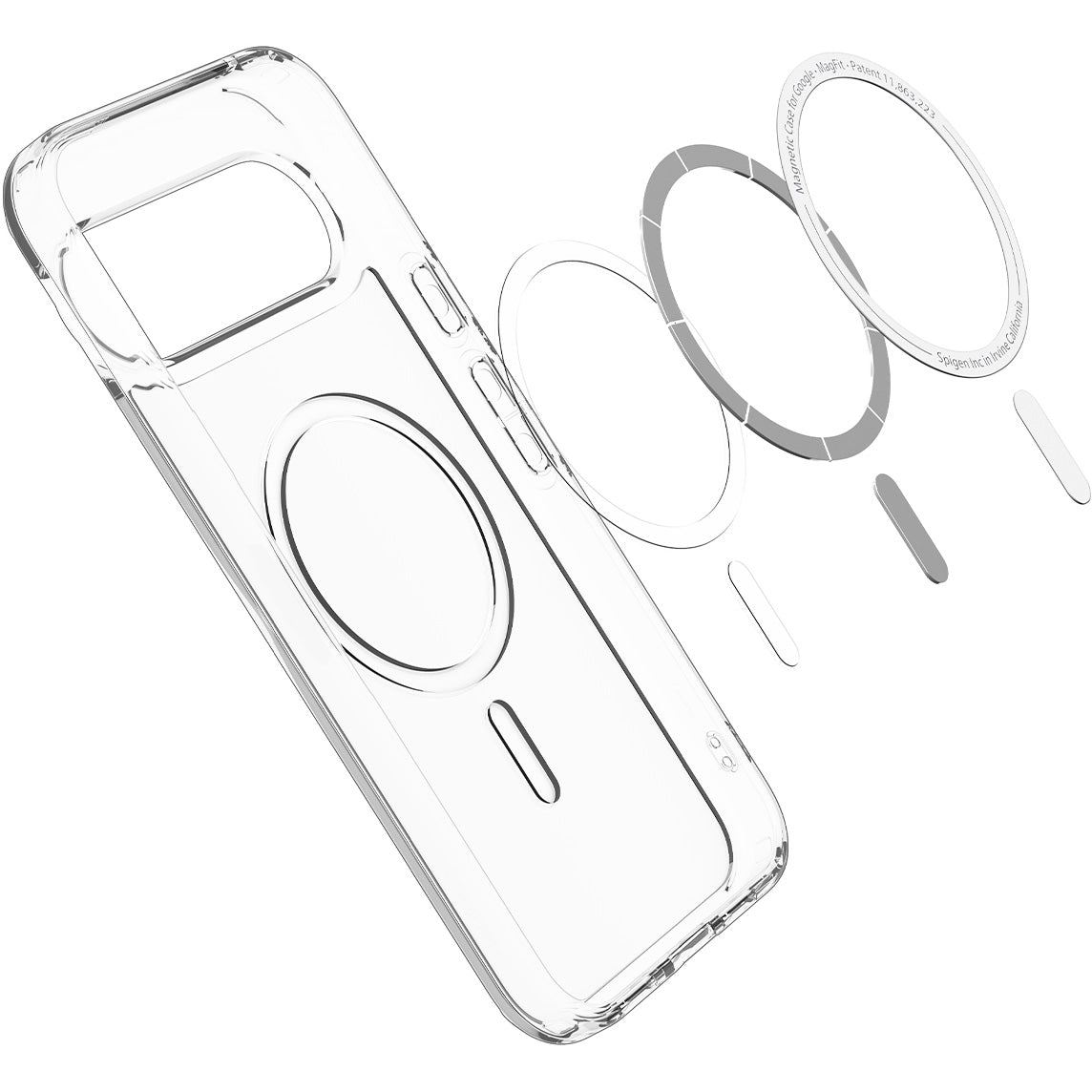 Handyhülle für Google Pixel 10 Pro / Pixel 10, Spigen Ultra Hybrid Mag mit MagSafe, Transparent-Weiß