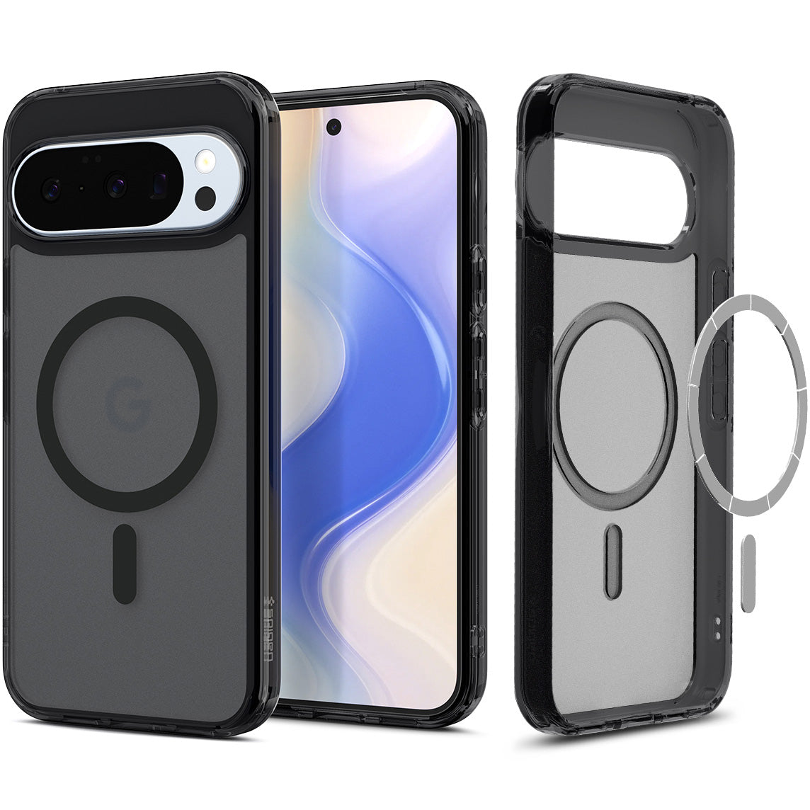 Handyhülle für Google Pixel 10 Pro / Pixel 10, Spigen Ultra Hybrid Mag mit MagSafe, Durchscheinend-Schwarz