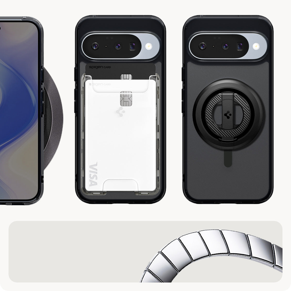 Handyhülle für Google Pixel 10 Pro / Pixel 10, Spigen Ultra Hybrid Mag mit MagSafe, Durchscheinend-Schwarz