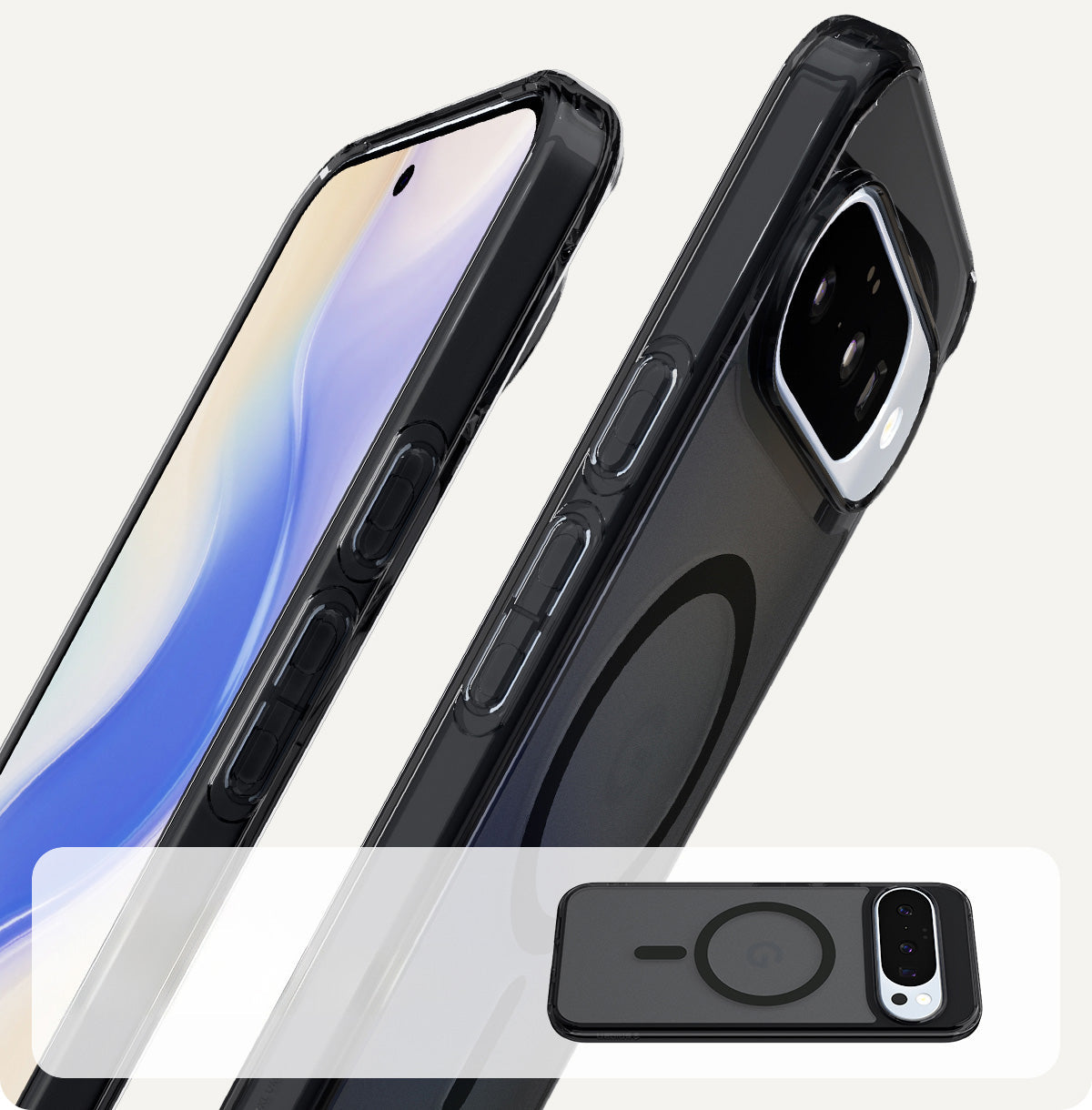 Handyhülle für Google Pixel 10 Pro / Pixel 10, Spigen Ultra Hybrid Mag mit MagSafe, Durchscheinend-Schwarz