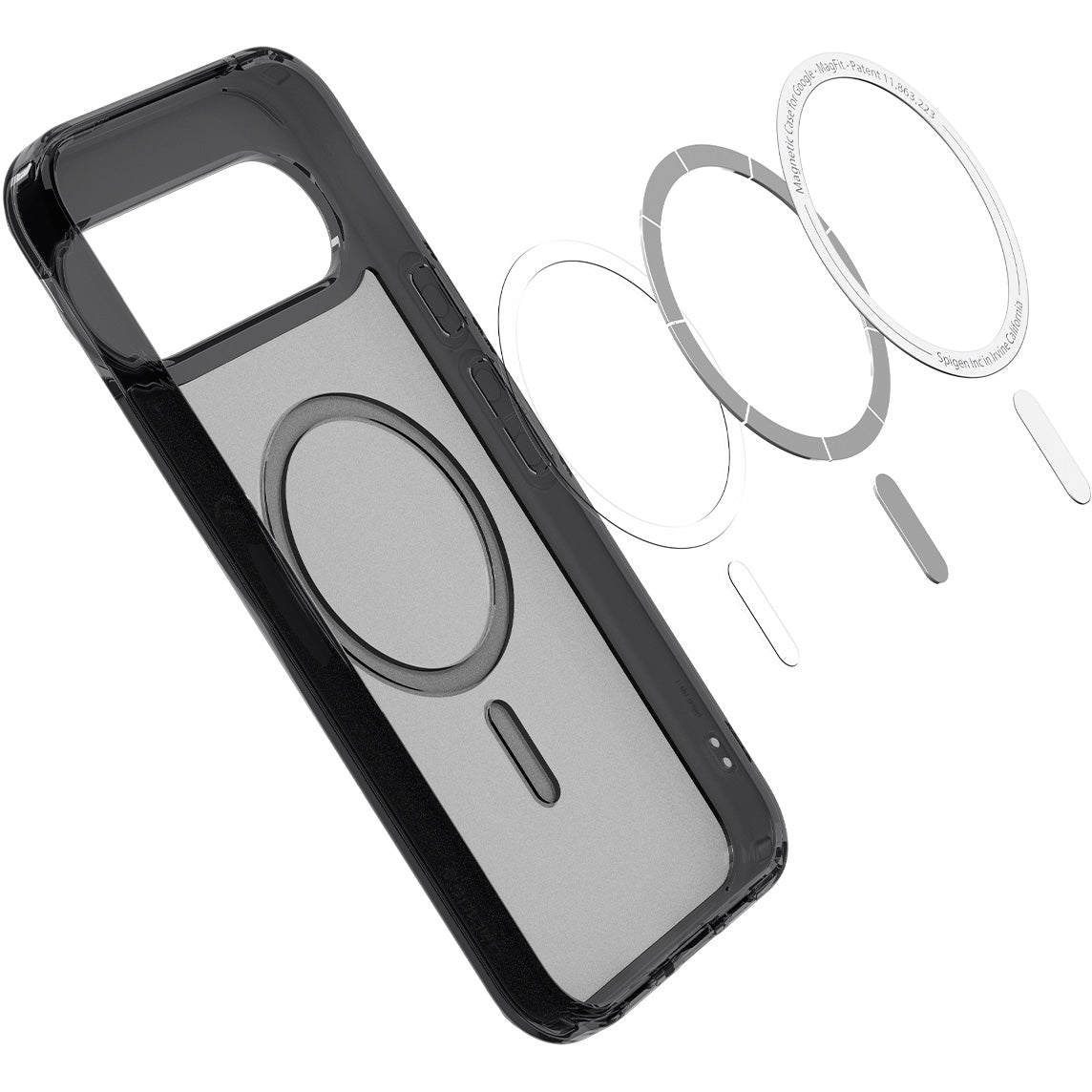 Handyhülle für Google Pixel 10 Pro / Pixel 10, Spigen Ultra Hybrid Mag mit MagSafe, Durchscheinend-Schwarz