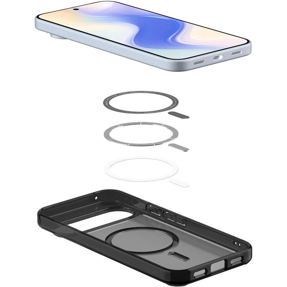 Handyhülle für Google Pixel 10 Pro / Pixel 10, Spigen Ultra Hybrid Mag mit MagSafe, Durchscheinend-Schwarz