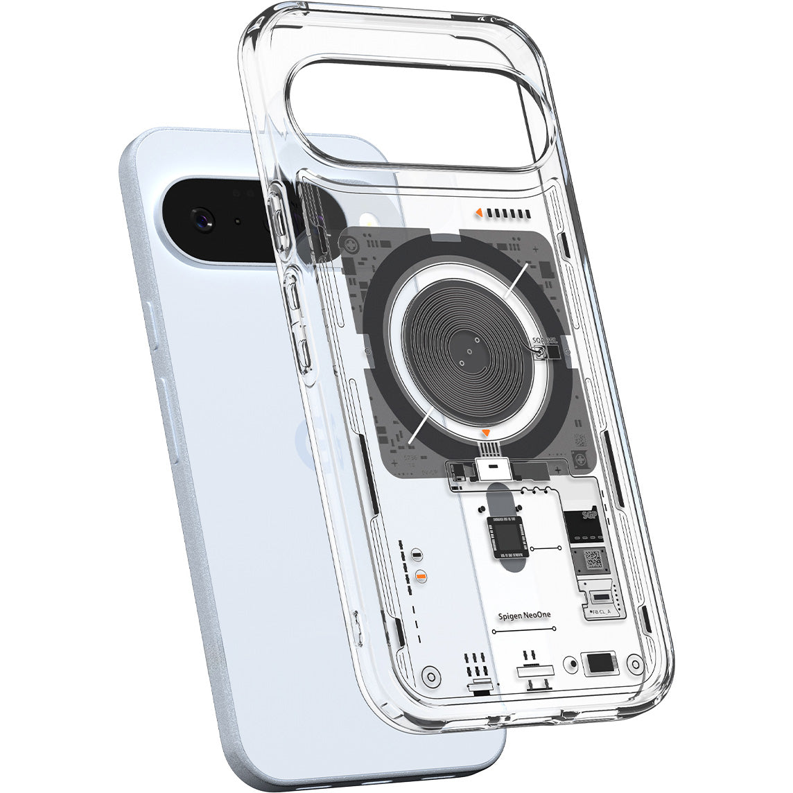 Handyhülle für Google Pixel 10 Pro / Pixel 10, Spigen Ultra Hybrid Mag mit MagSafe, Transparent-Gemustert (Neo One)