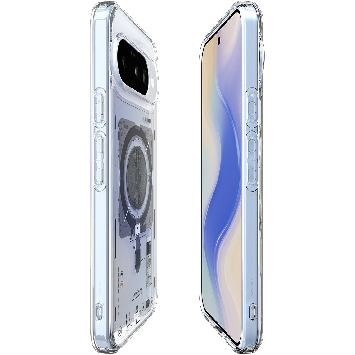 Handyhülle für Google Pixel 10 Pro / Pixel 10, Spigen Ultra Hybrid Mag mit MagSafe, Transparent-Gemustert (Neo One)