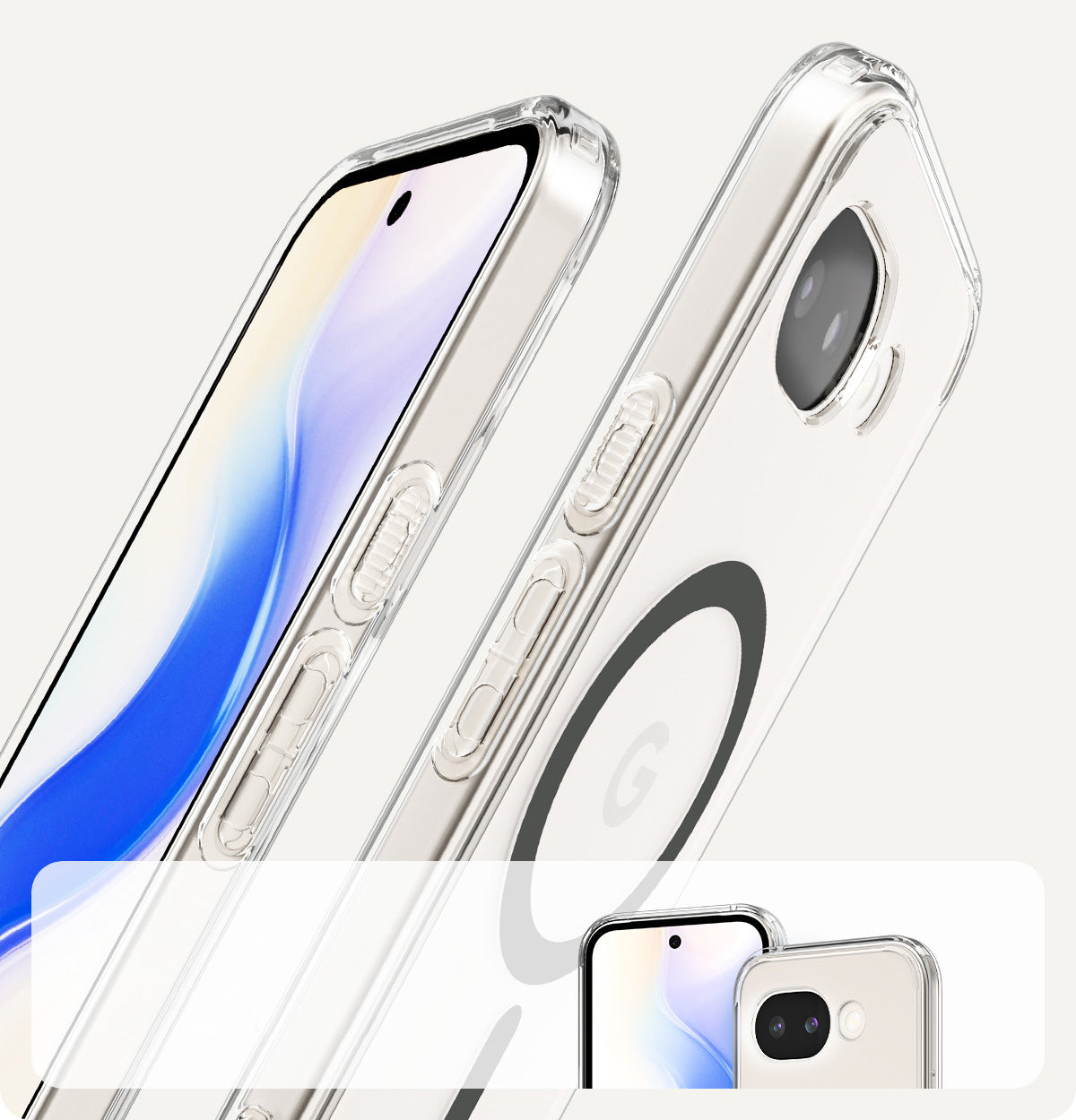 Handyhülle für Google Pixel 10a, Spigen Ultra Hybrid Mag mit MagSafe, Transparent-Grau