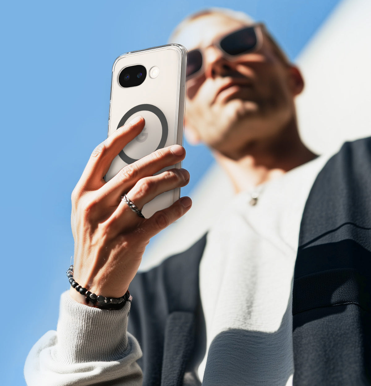 Handyhülle für Google Pixel 10a, Spigen Ultra Hybrid Mag mit MagSafe, Transparent-Grau