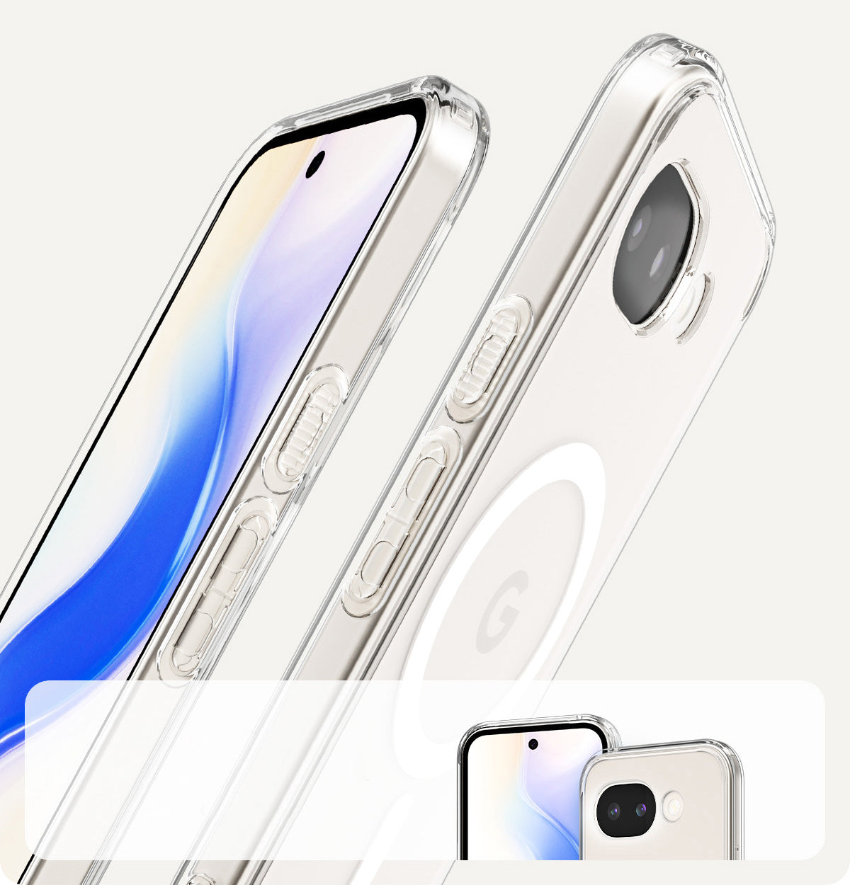 Handyhülle für Google Pixel 10a, Spigen Ultra Hybrid Mag mit MagSafe, Transparent-Weiß