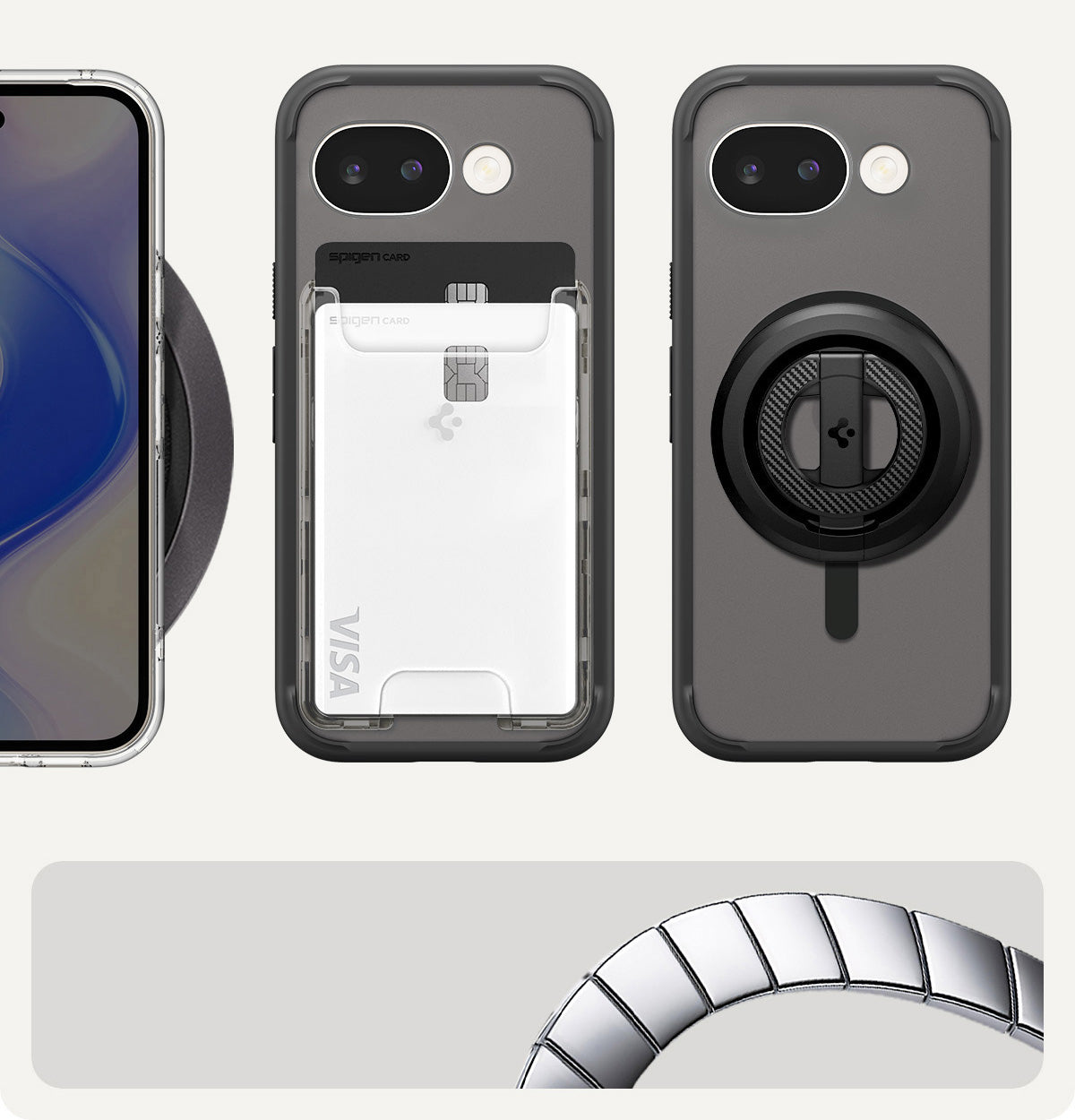 Handyhülle für Google Pixel 10a, Spigen Ultra Hybrid Mag mit MagSafe, Durchscheinend-Schwarz