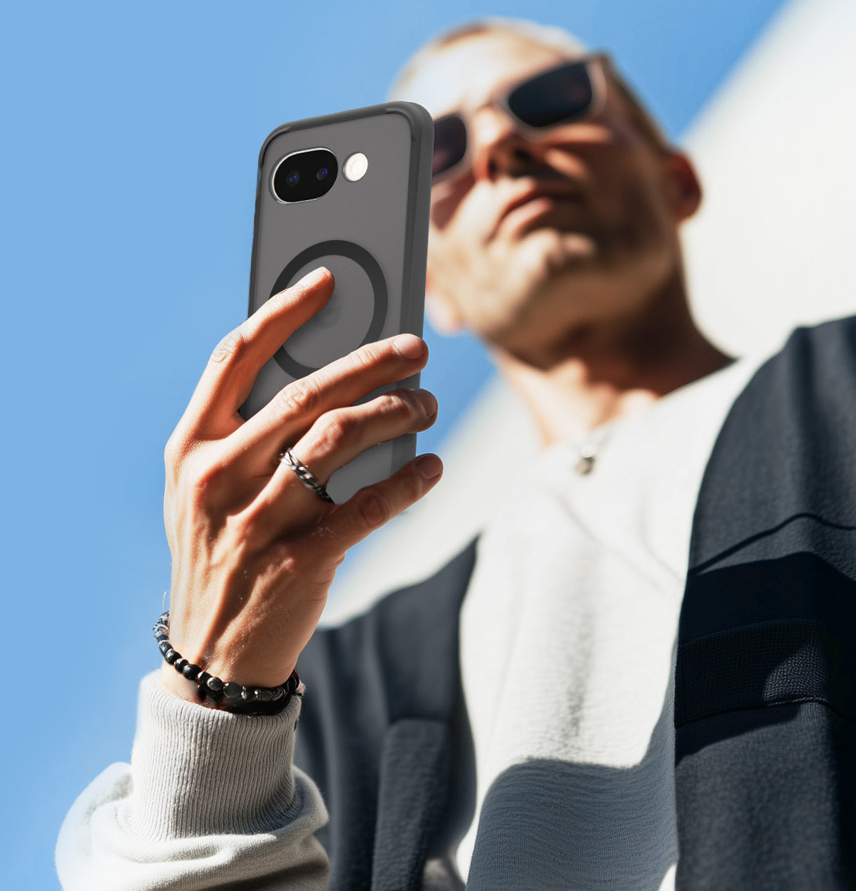 Handyhülle für Google Pixel 10a, Spigen Ultra Hybrid Mag mit MagSafe, Durchscheinend-Schwarz