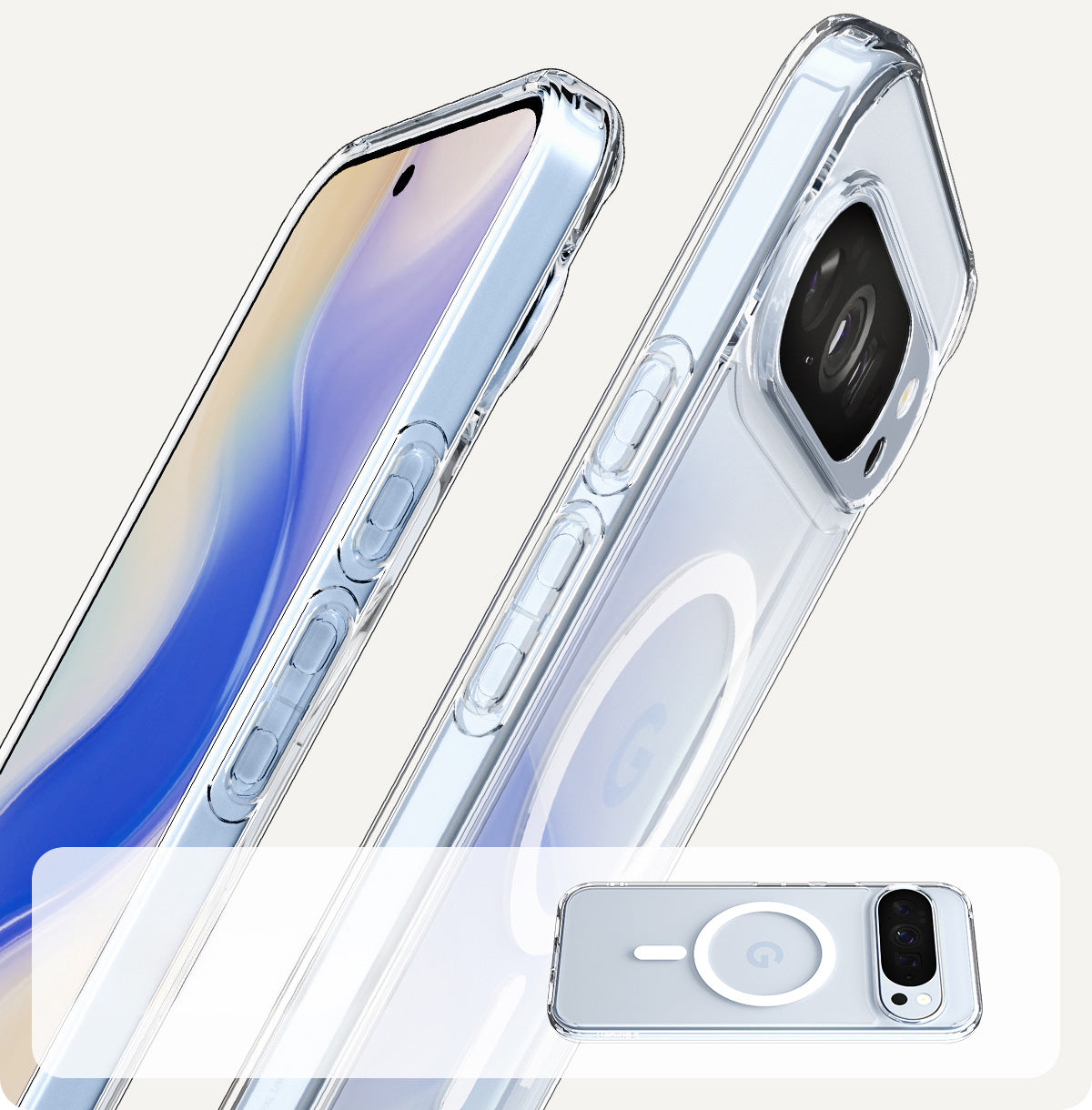 Handyhülle für Google Pixel 10 Pro XL, Spigen Ultra Hybrid Mag mit MagSafe, Transparent-Weiß