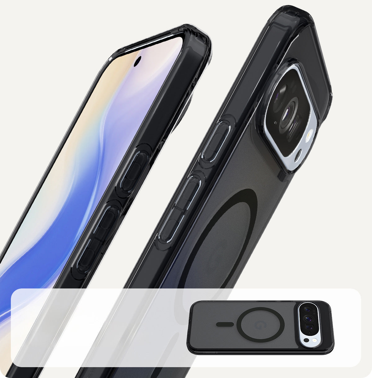Handyhülle für Google Pixel 10 Pro XL, Spigen Ultra Hybrid Mag mit MagSafe, Durchscheinend-Schwarz