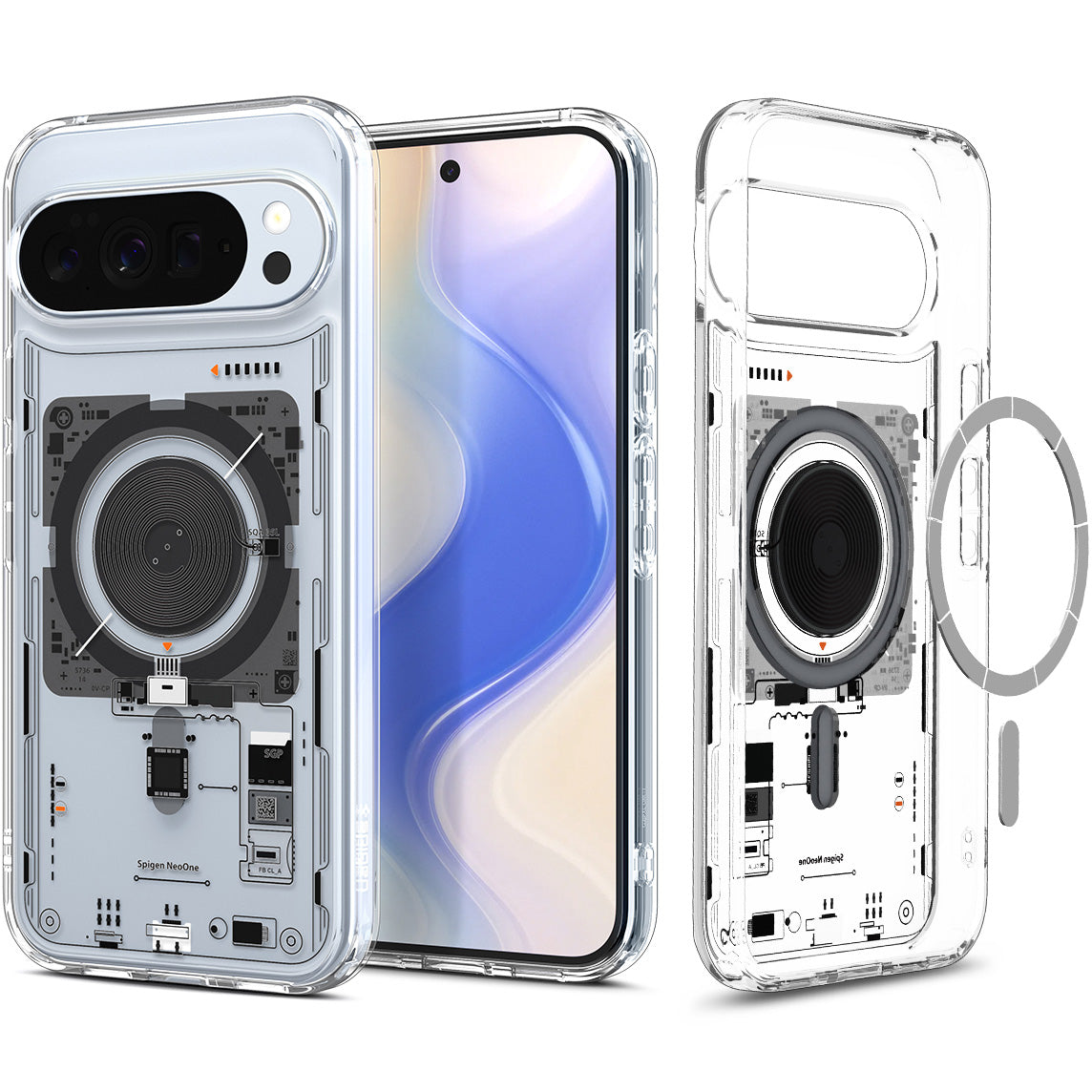 Handyhülle für Google Pixel 10 Pro XL, Spigen Ultra Hybrid Mag mit MagSafe, Transparent-Gemustert (Neo One)