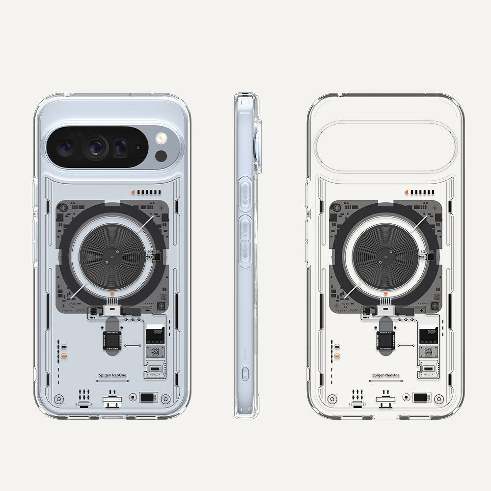 Handyhülle für Google Pixel 10 Pro XL, Spigen Ultra Hybrid Mag mit MagSafe, Transparent-Gemustert (Neo One)