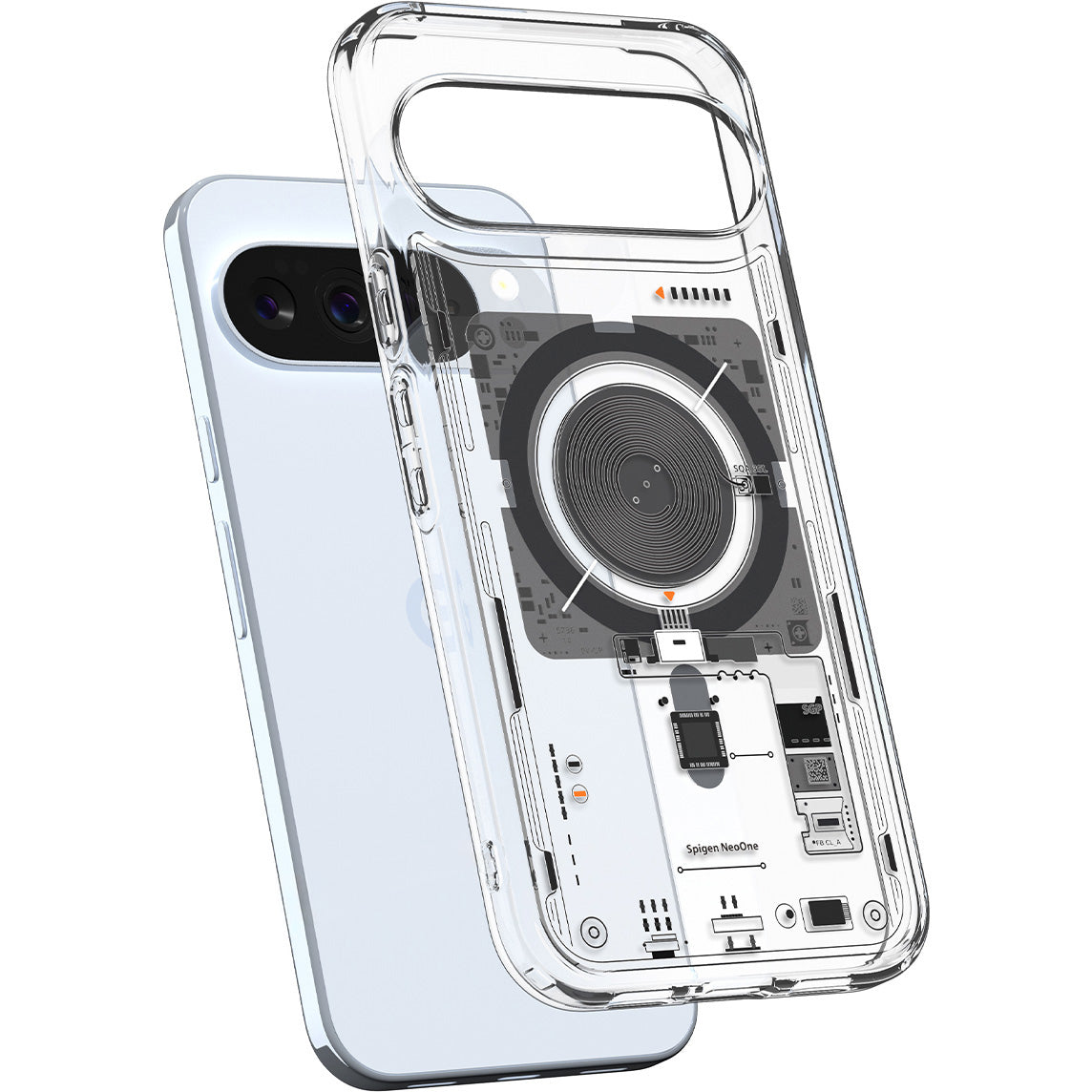 Handyhülle für Google Pixel 10 Pro XL, Spigen Ultra Hybrid Mag mit MagSafe, Transparent-Gemustert (Neo One)