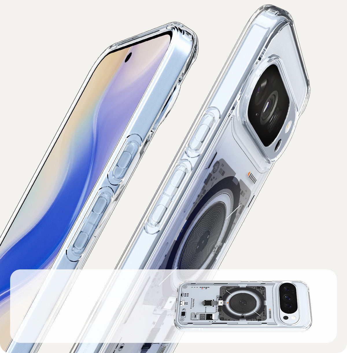 Handyhülle für Google Pixel 10 Pro XL, Spigen Ultra Hybrid Mag mit MagSafe, Transparent-Gemustert (Neo One)