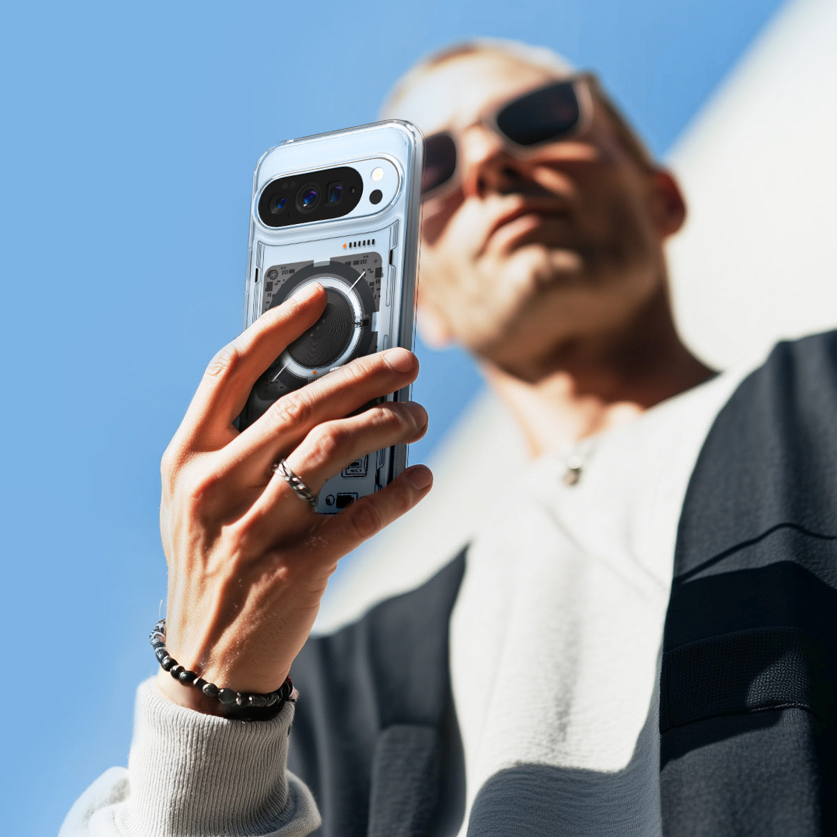 Handyhülle für Google Pixel 10 Pro XL, Spigen Ultra Hybrid Mag mit MagSafe, Transparent-Gemustert (Neo One)