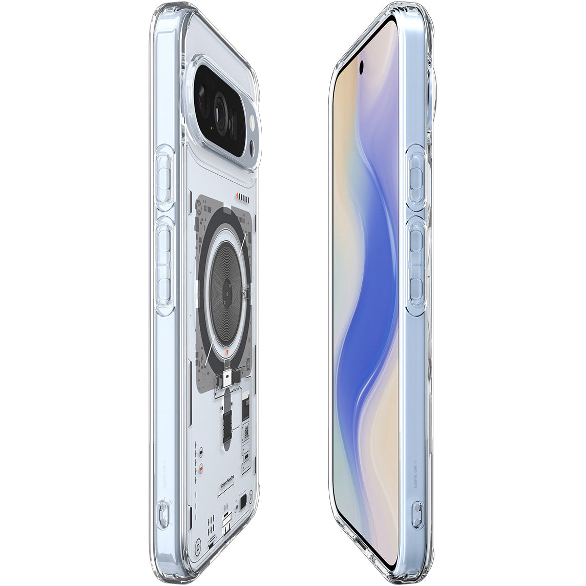 Handyhülle für Google Pixel 10 Pro XL, Spigen Ultra Hybrid Mag mit MagSafe, Transparent-Gemustert (Neo One)