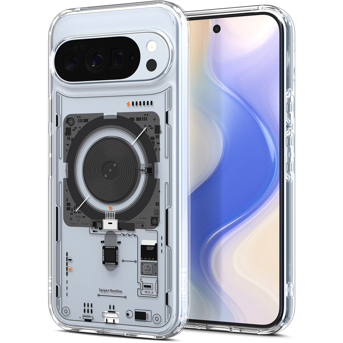 Handyhülle für Google Pixel 10 Pro XL, Spigen Ultra Hybrid Mag mit MagSafe, Transparent-Gemustert (Neo One)