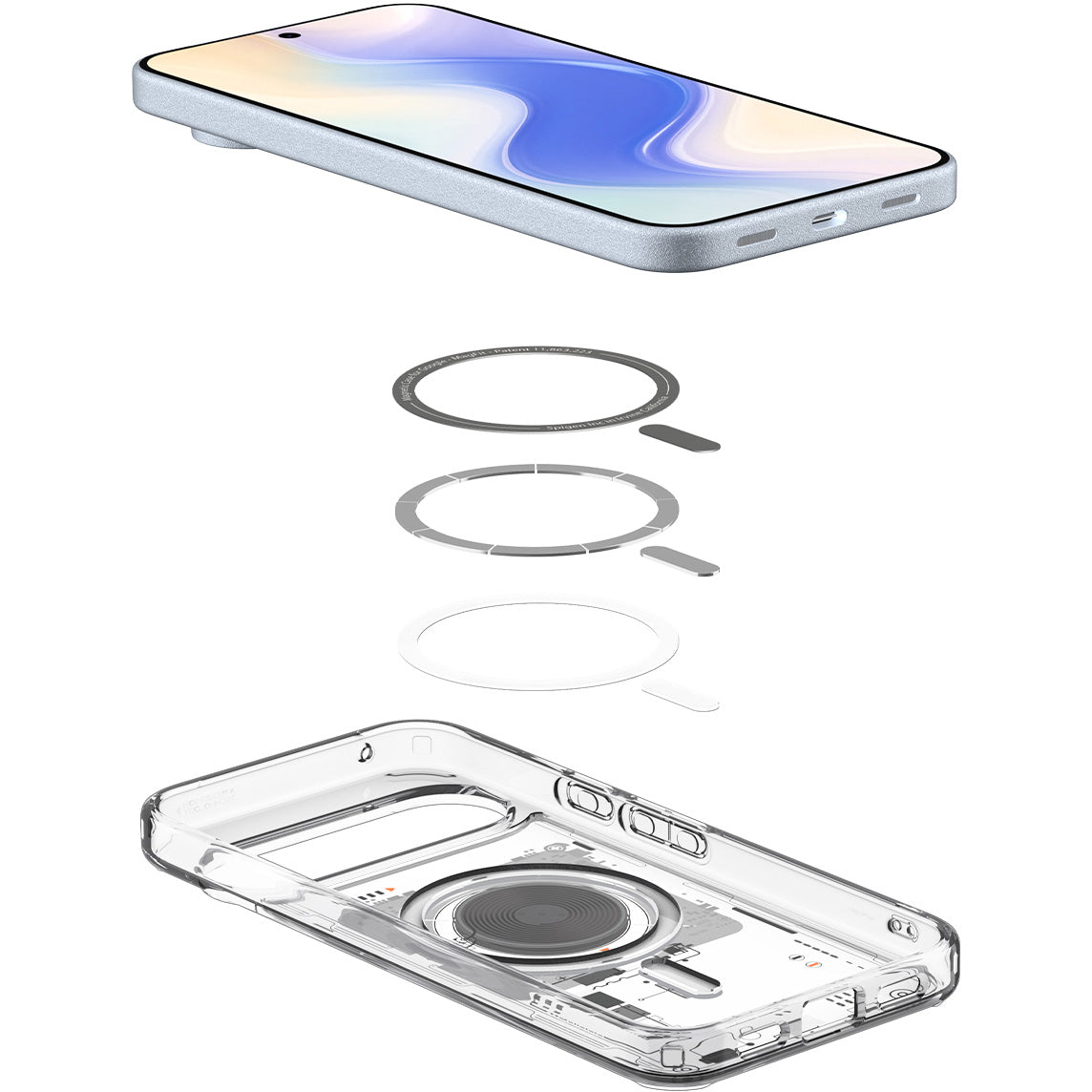 Handyhülle für Google Pixel 10 Pro XL, Spigen Ultra Hybrid Mag mit MagSafe, Transparent-Gemustert (Neo One)