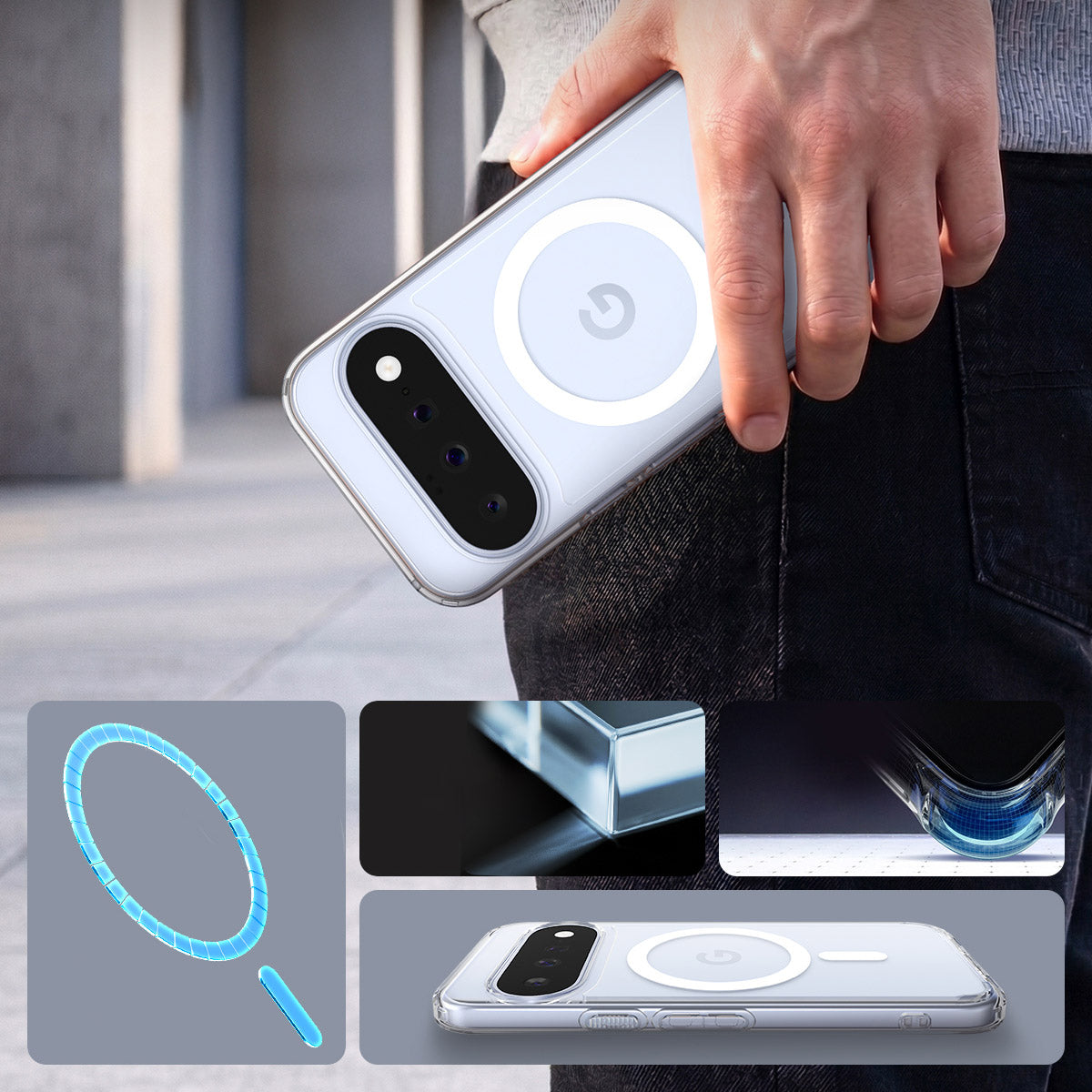 Handyhülle für Google Pixel 11, Spigen Ultra Hybrid Mag mit MagSafe, Transparent