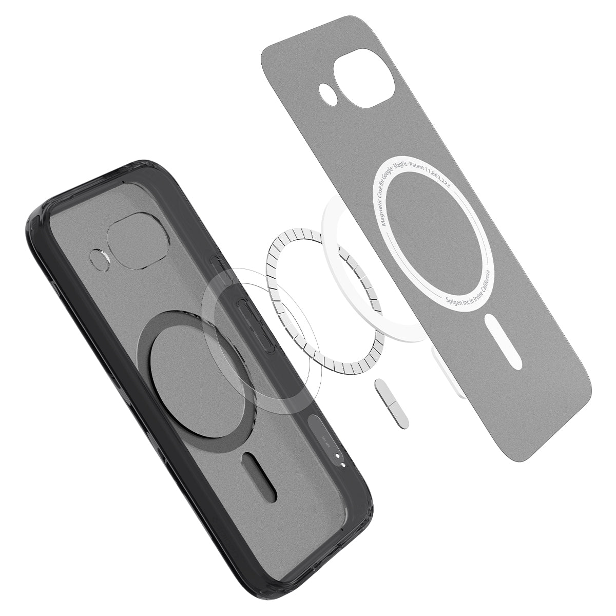 Handyhülle für Google Pixel 9a, Spigen Ultra Hybrid Mag mit MagSafe, Grau-Schwarz