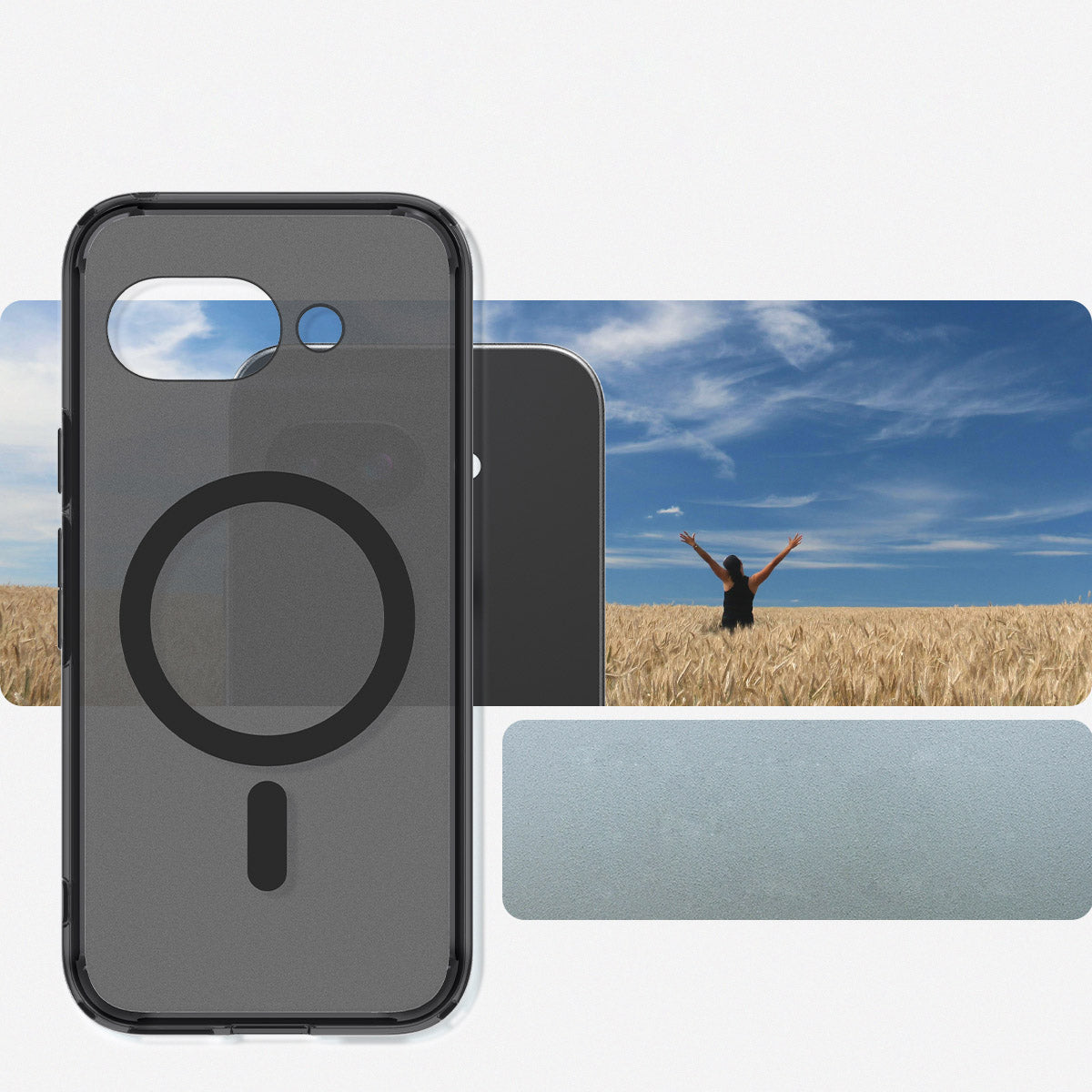 Handyhülle für Google Pixel 9a, Spigen Ultra Hybrid Mag mit MagSafe, Grau-Schwarz