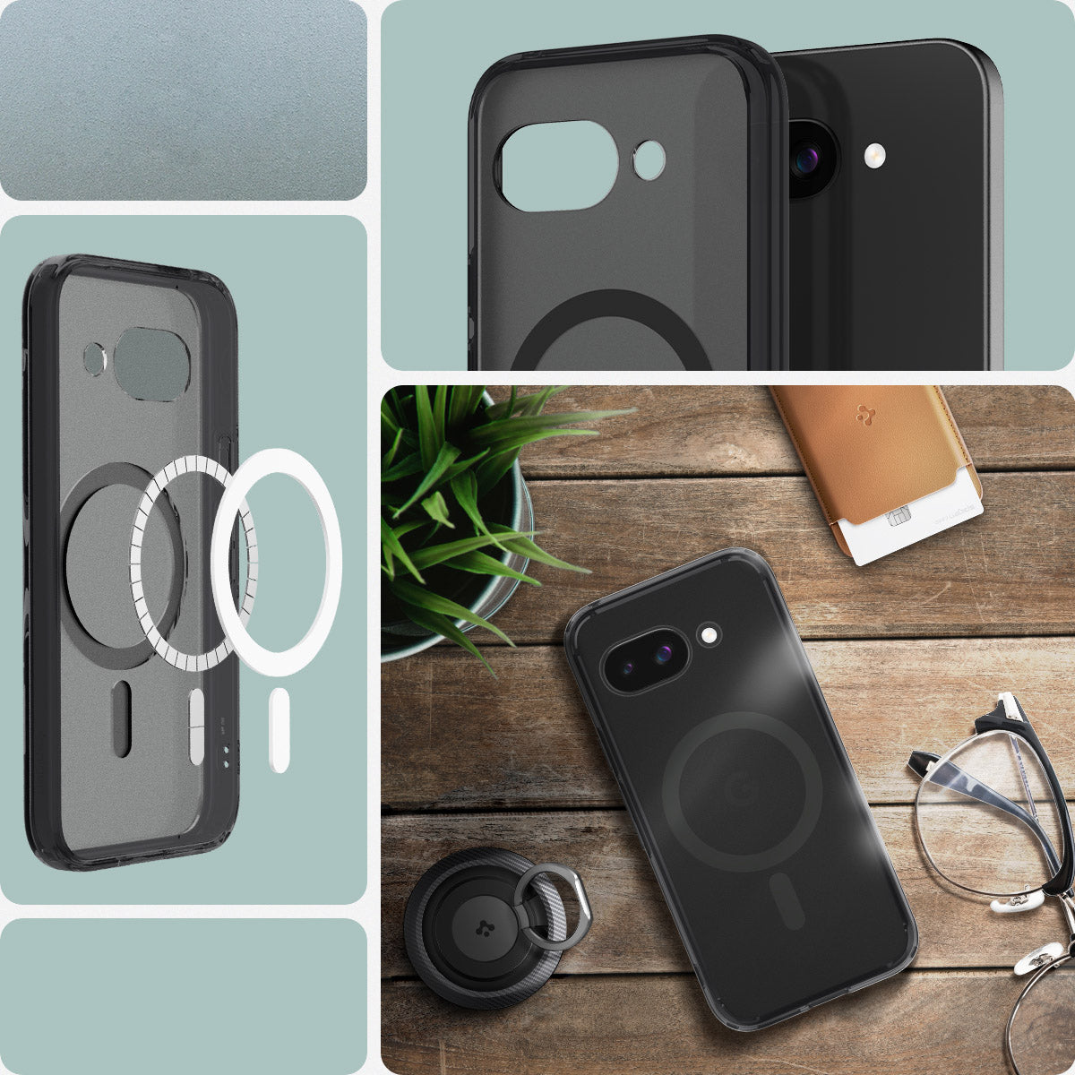 Handyhülle für Google Pixel 9a, Spigen Ultra Hybrid Mag mit MagSafe, Grau-Schwarz