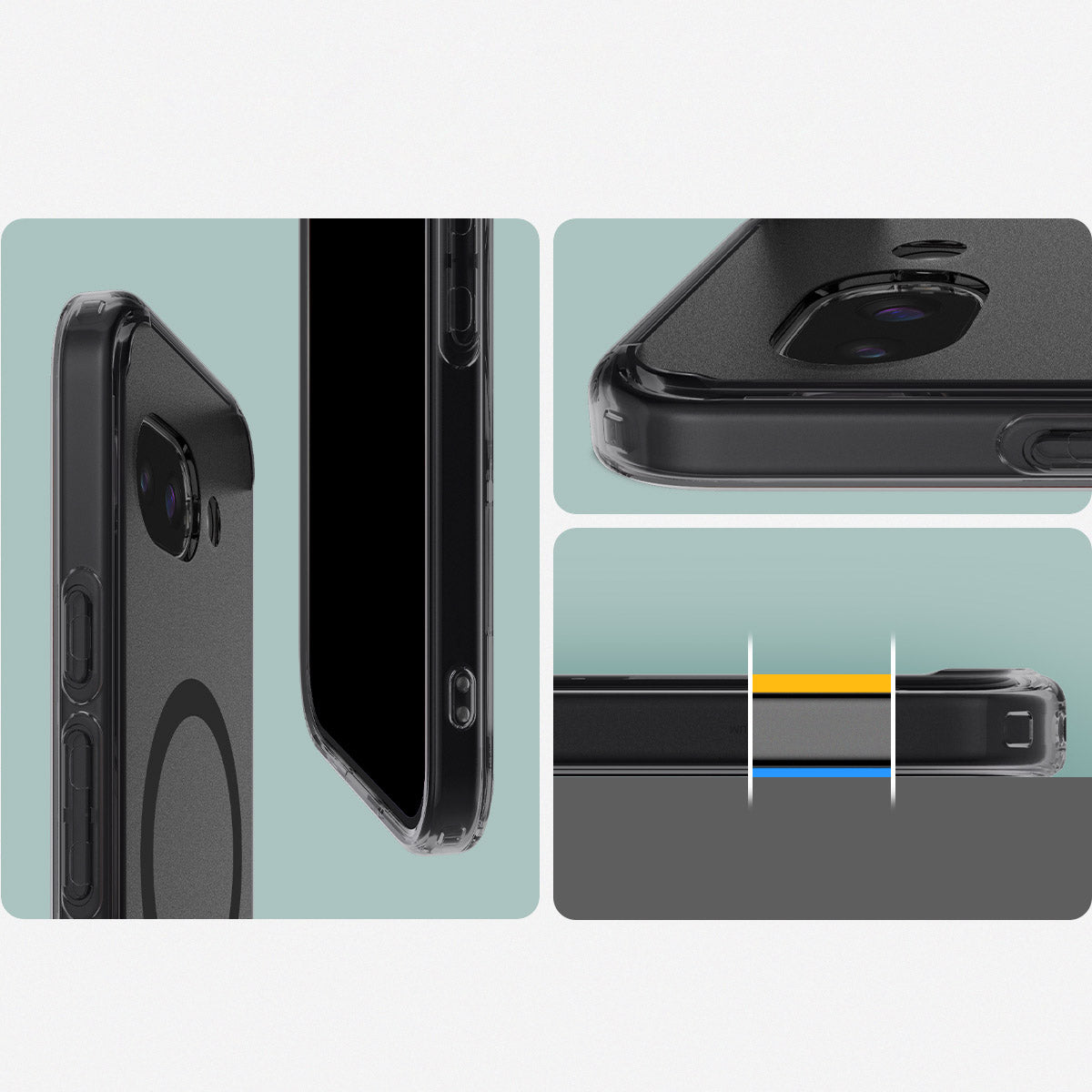 Handyhülle für Google Pixel 9a, Spigen Ultra Hybrid Mag mit MagSafe, Grau-Schwarz