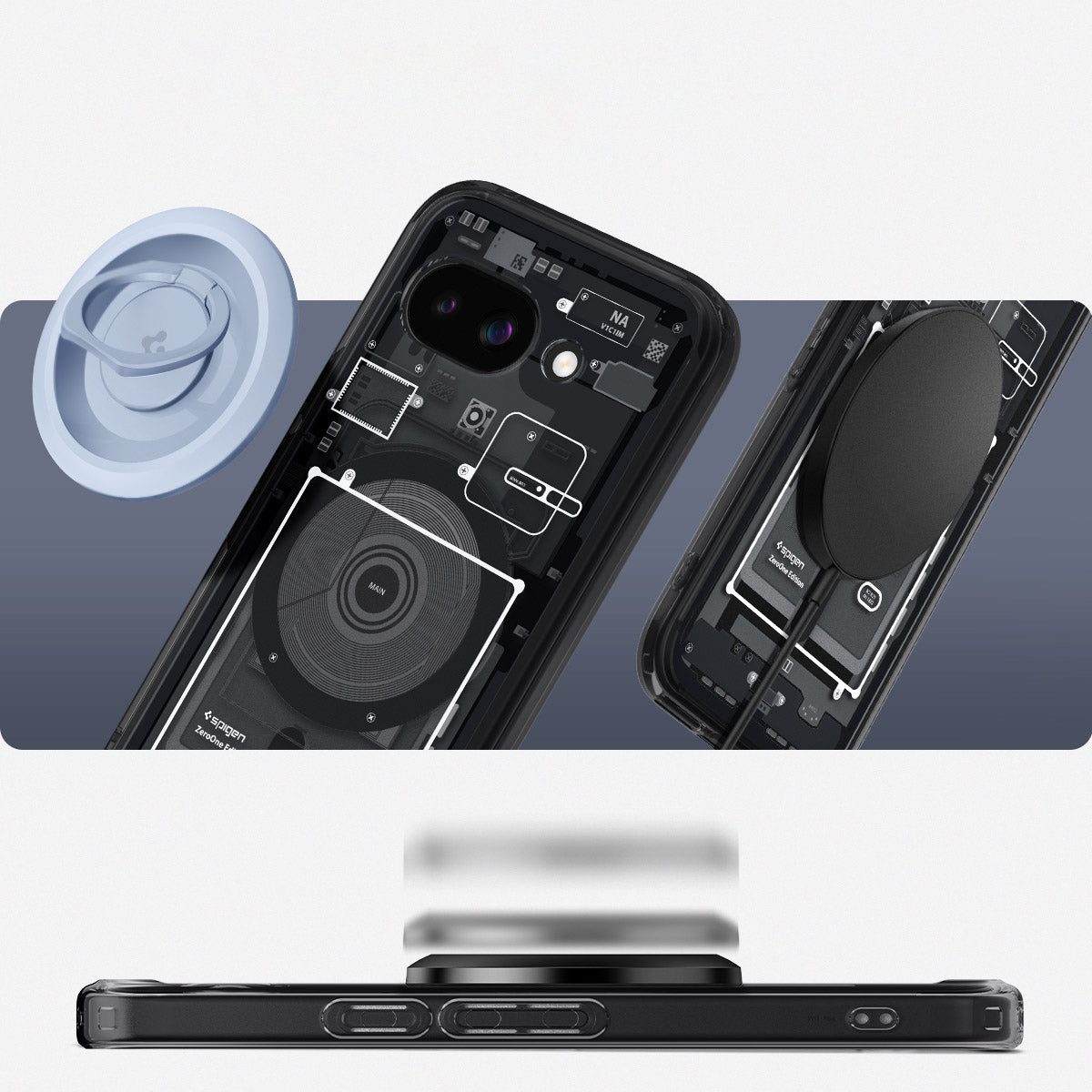 Handyhülle für Google Pixel 9a, Spigen Ultra Hybrid Mag mit MagSafe, Rauchfarben-Grau (Zero One)