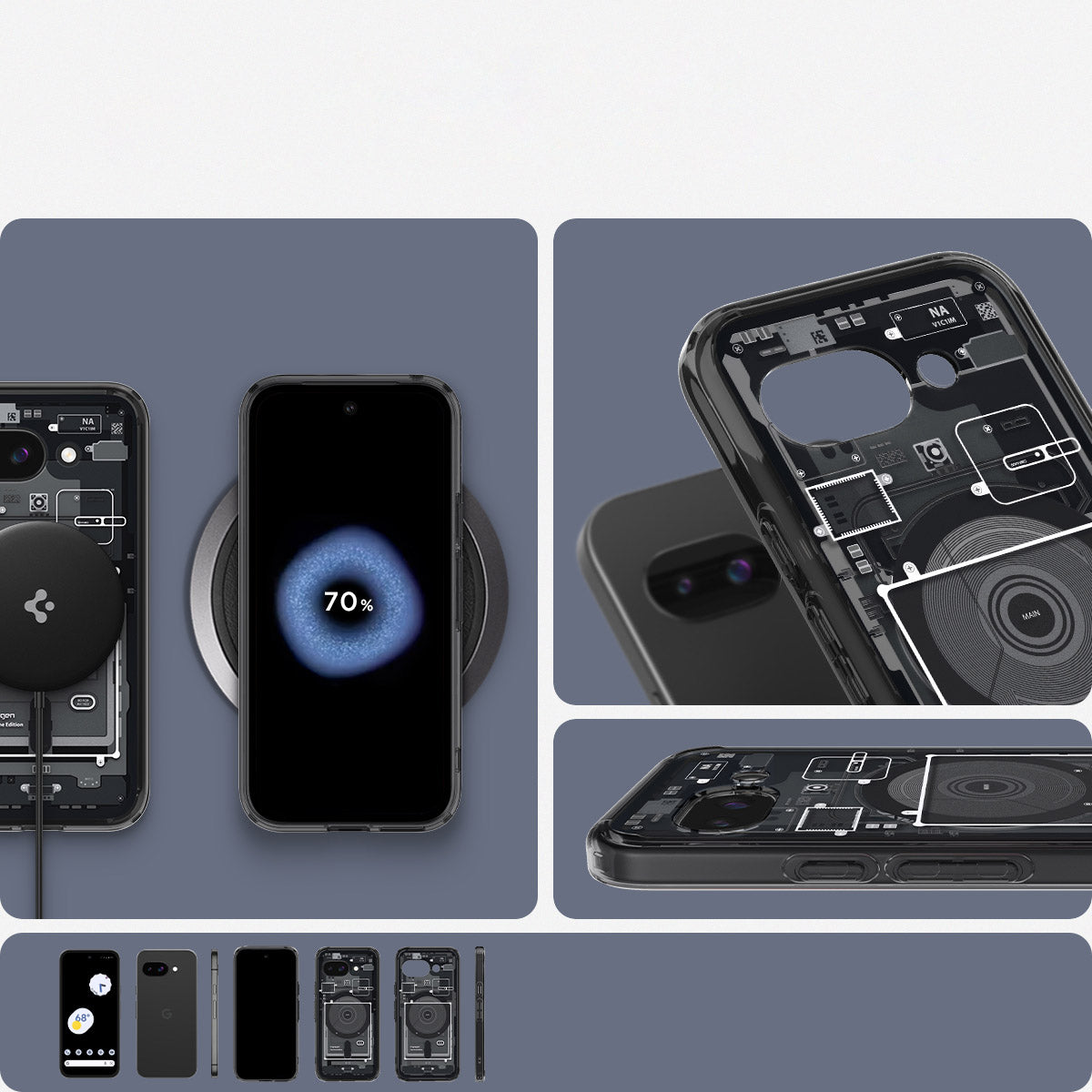 Handyhülle für Google Pixel 9a, Spigen Ultra Hybrid Mag mit MagSafe, Rauchfarben-Grau (Zero One)