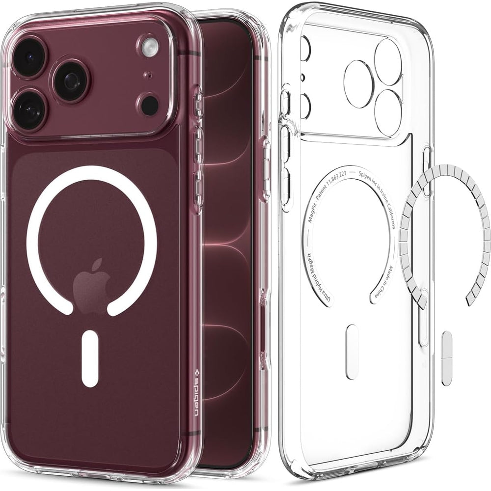 Handyhülle für iPhone 18 Pro, Spigen Ultra Hybrid Mag mit MagSafe, Transparent-Weiß (1/16)