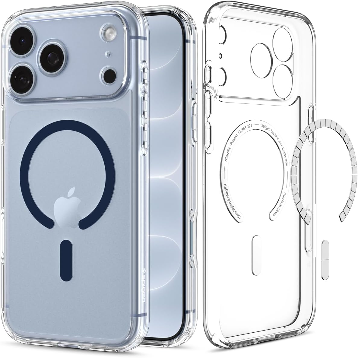 Handyhülle für iPhone 18 Pro Max, Spigen Ultra Hybrid Mag mit MagSafe, Transparent-Dunkelblau (1/16)