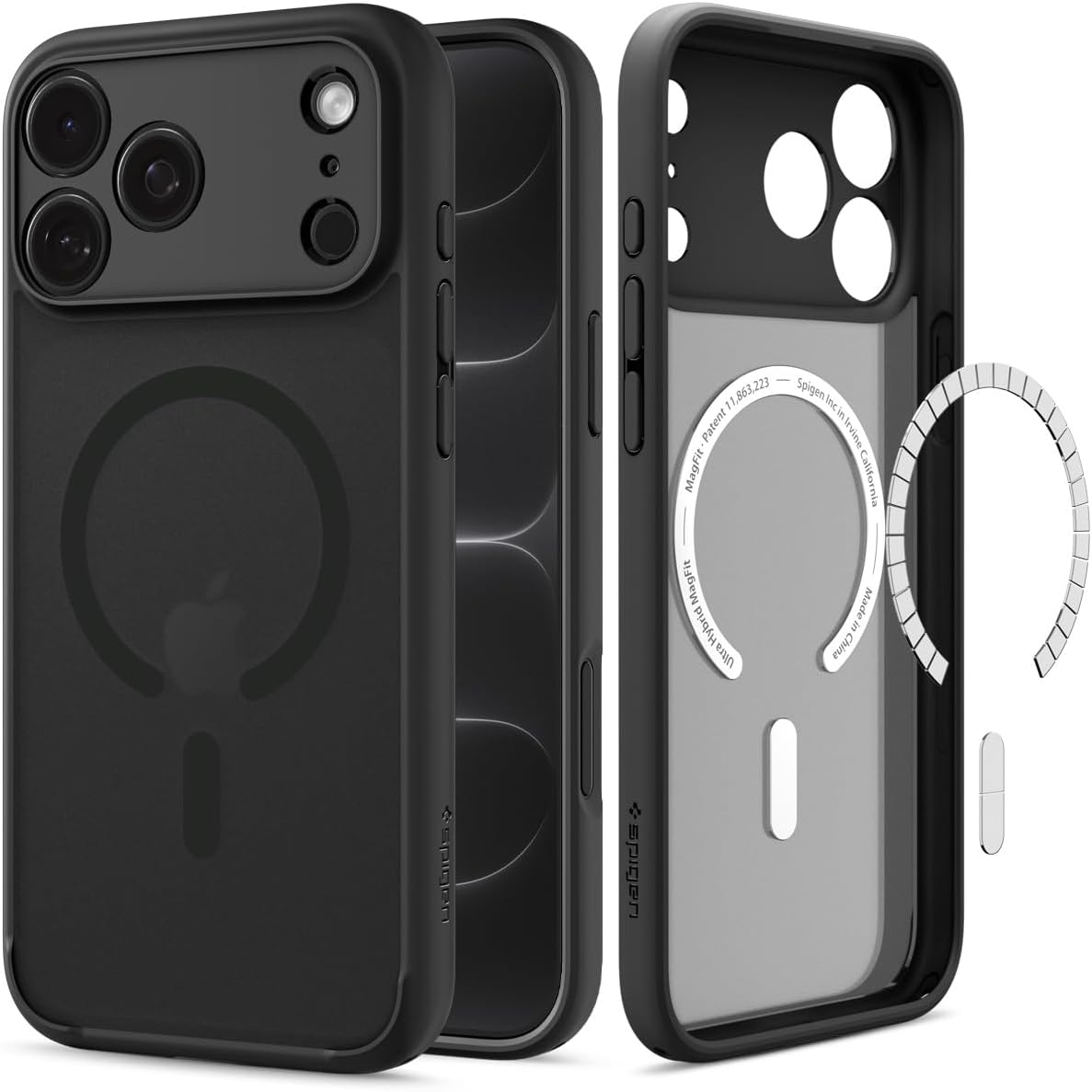 Handyhülle für iPhone 18 Pro, Spigen Ultra Hybrid Mag mit MagSafe, Durchscheinend-Schwarz (1/16)