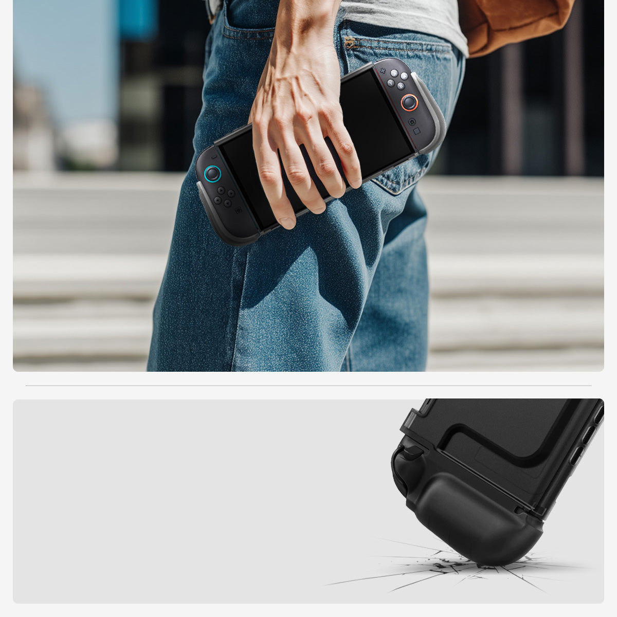Hülle für Nintendo Switch 2, Spigen Ultra Hybrid, Rauchfarben Schwarz