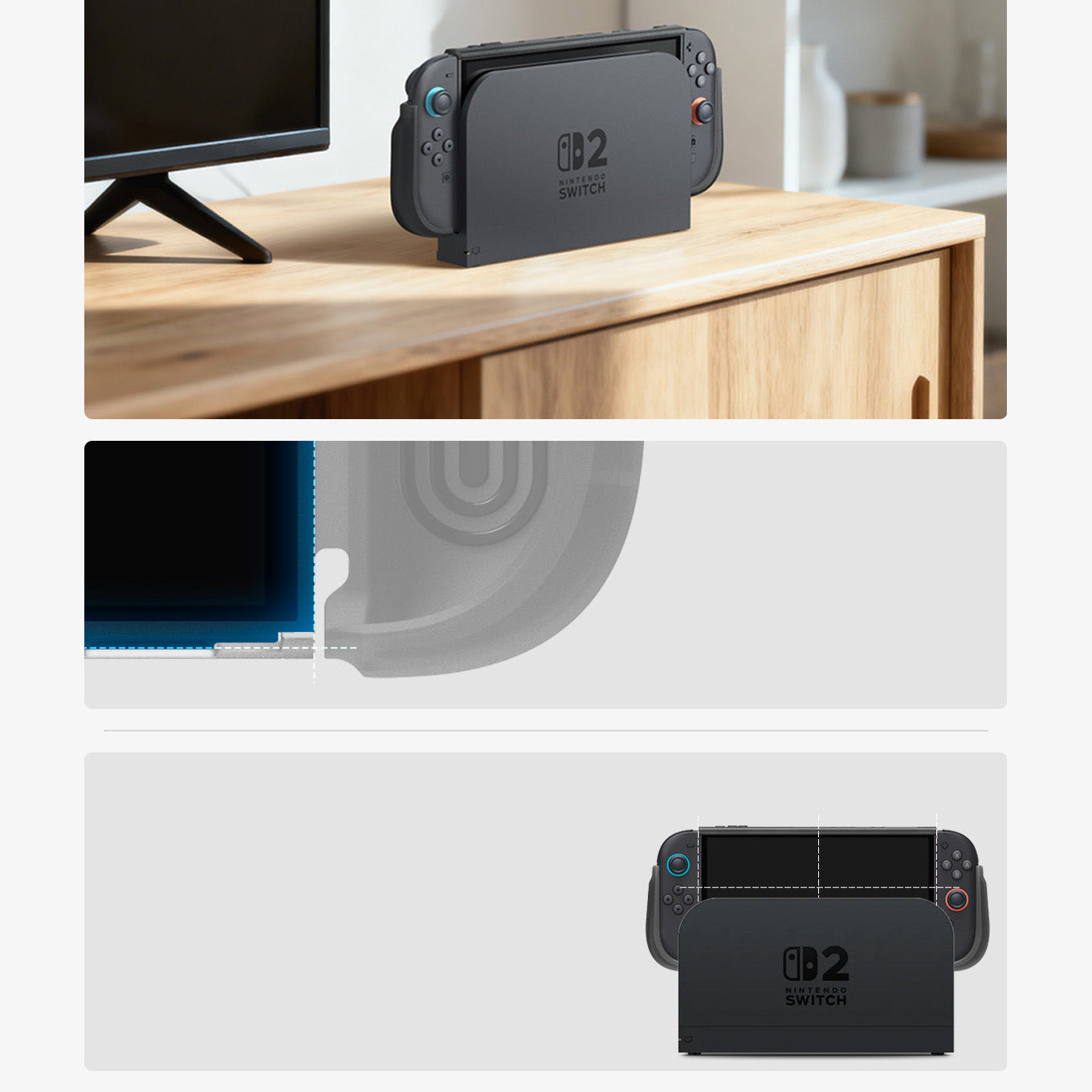 Hülle für Nintendo Switch 2, Spigen Ultra Hybrid, Rauchfarben Schwarz