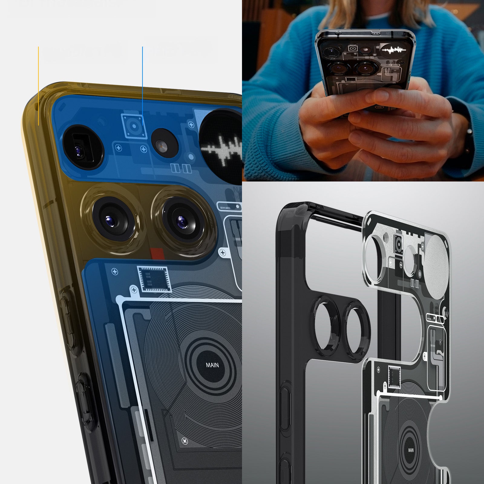 Handyhülle für Nothing Phone 3, Spigen Ultra Hybrid, Rauchfarben-Grau (Zero One)