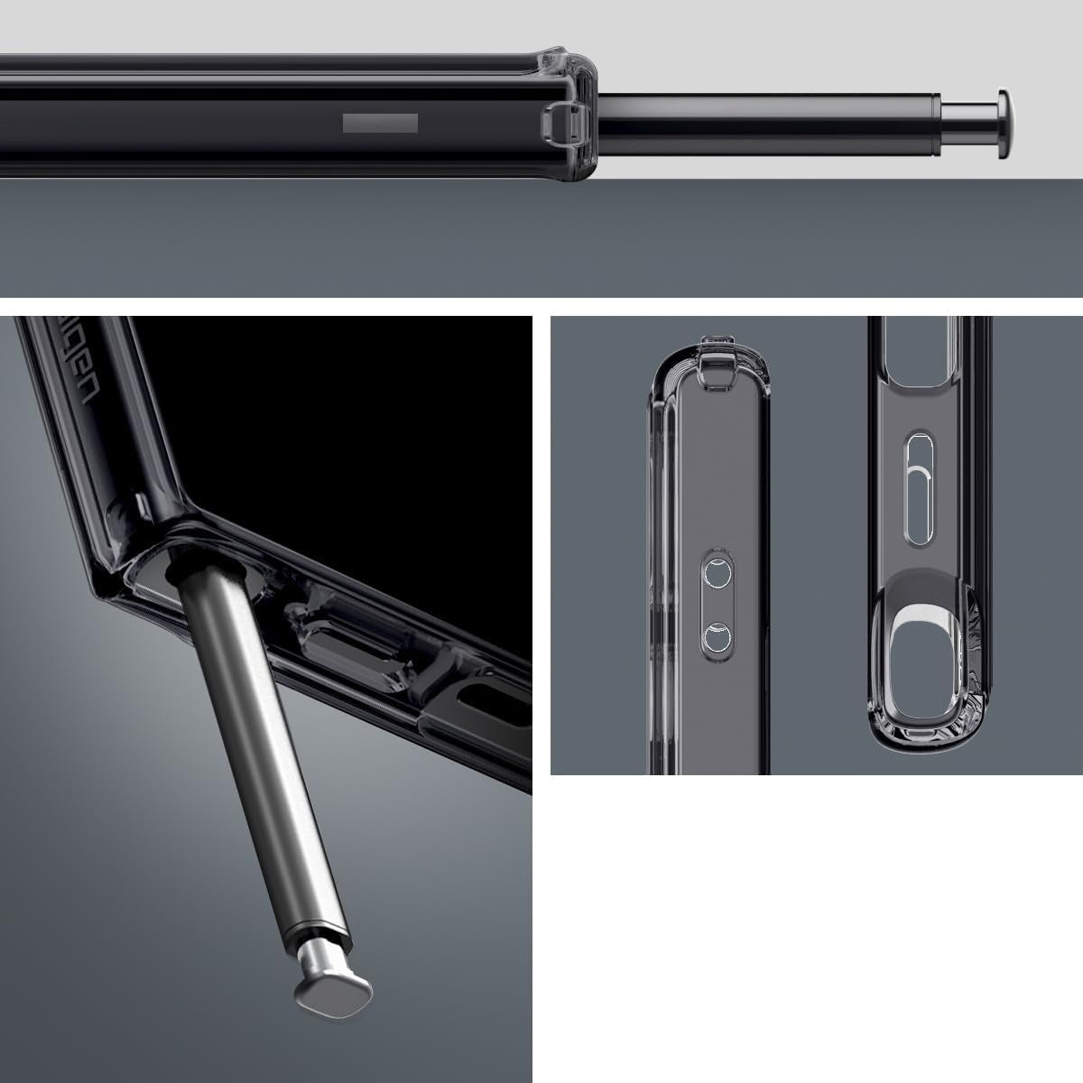 Schutzhülle für Galaxy S24 Ultra, Spigen Ultra Hybrid OneTap Metal Ring, Rauchfarben-Grau (Zero One)