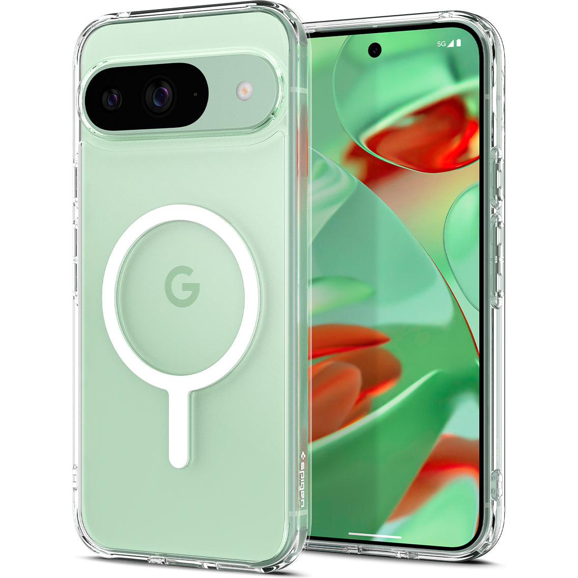 Schutzhülle für Google Pixel 9 / 9 Pro, Spigen Ultra Hybrid OneTap Metal Ring, Transparent-Weiß