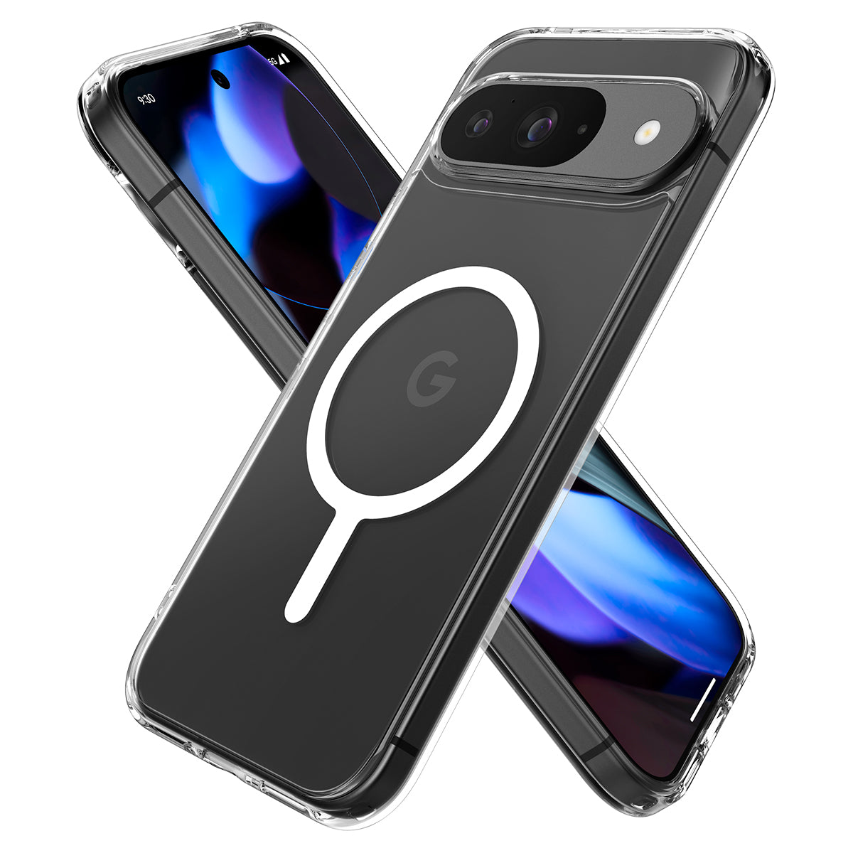 Schutzhülle für Google Pixel 9 / 9 Pro, Spigen Ultra Hybrid OneTap Metal Ring, Transparent-Weiß