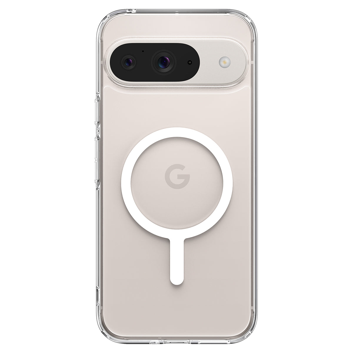 Schutzhülle für Google Pixel 9 / 9 Pro, Spigen Ultra Hybrid OneTap Metal Ring, Transparent-Weiß