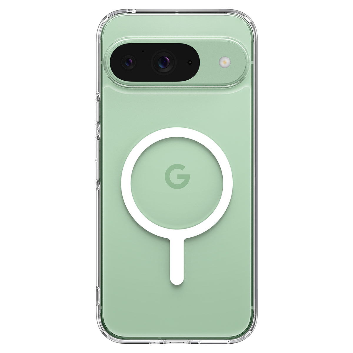Schutzhülle für Google Pixel 9 / 9 Pro, Spigen Ultra Hybrid OneTap Metal Ring, Transparent-Weiß